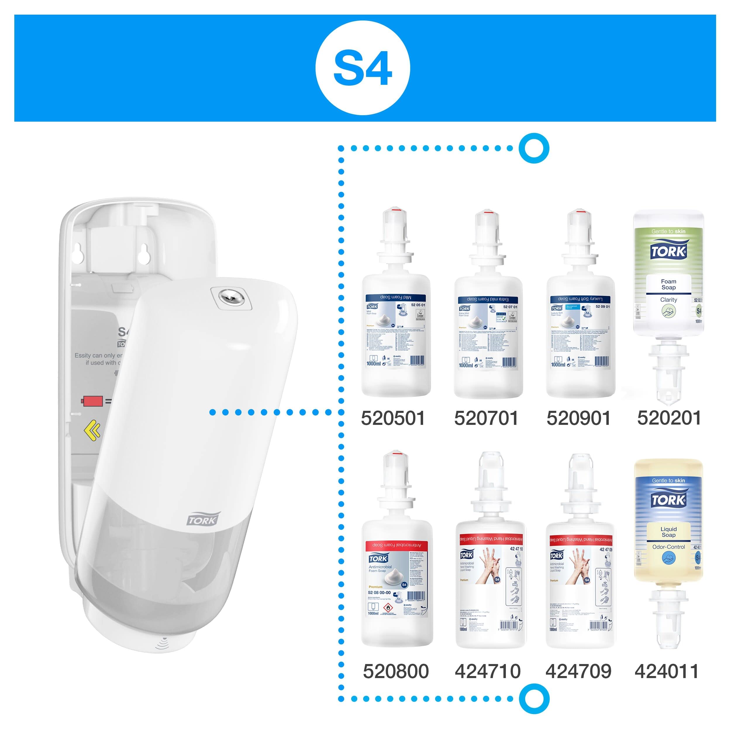 Tork 460009 Dispenser S4 per Sapone e Disinfettante per le mani | con sensore Intuition, in acciaio inossidabile, linea Image