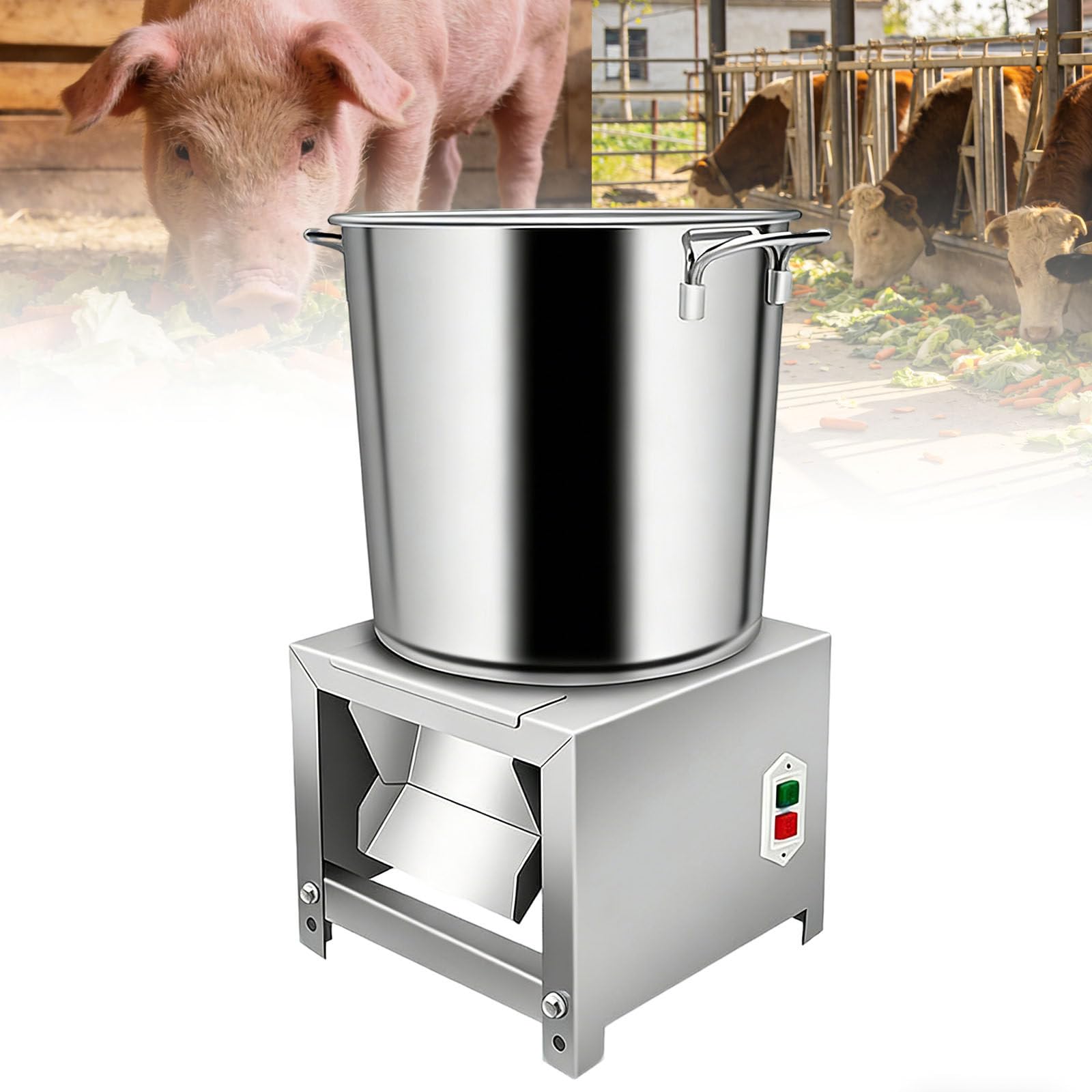 YXZYFPP Electric Vegetable Chopper 1200W - Heavy Duty 4-Blade Food Processor, 3500 RPM Stainless Steel Shredder for Home Cooking and Poultry Feed (1800w)