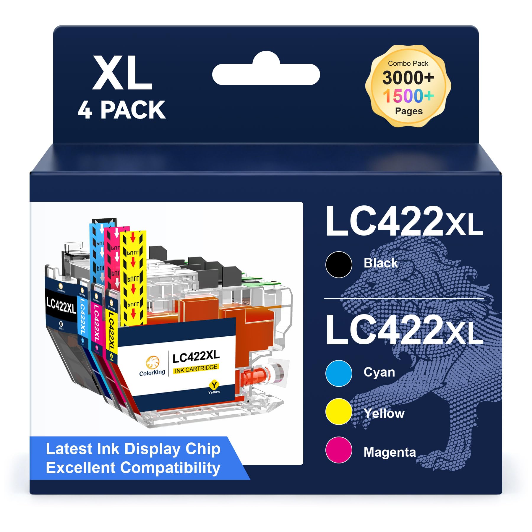 ColorKing LC422XL Kompatible Brother LC422XL Tintenpatronen Value Pack für LC-422XLVAL Patronen für Brother MFC-J5340DW Brother MFC-J5740DW Brother MFC-J5345DW MFC-J6540DW MFC-J6940DW 4er Pack