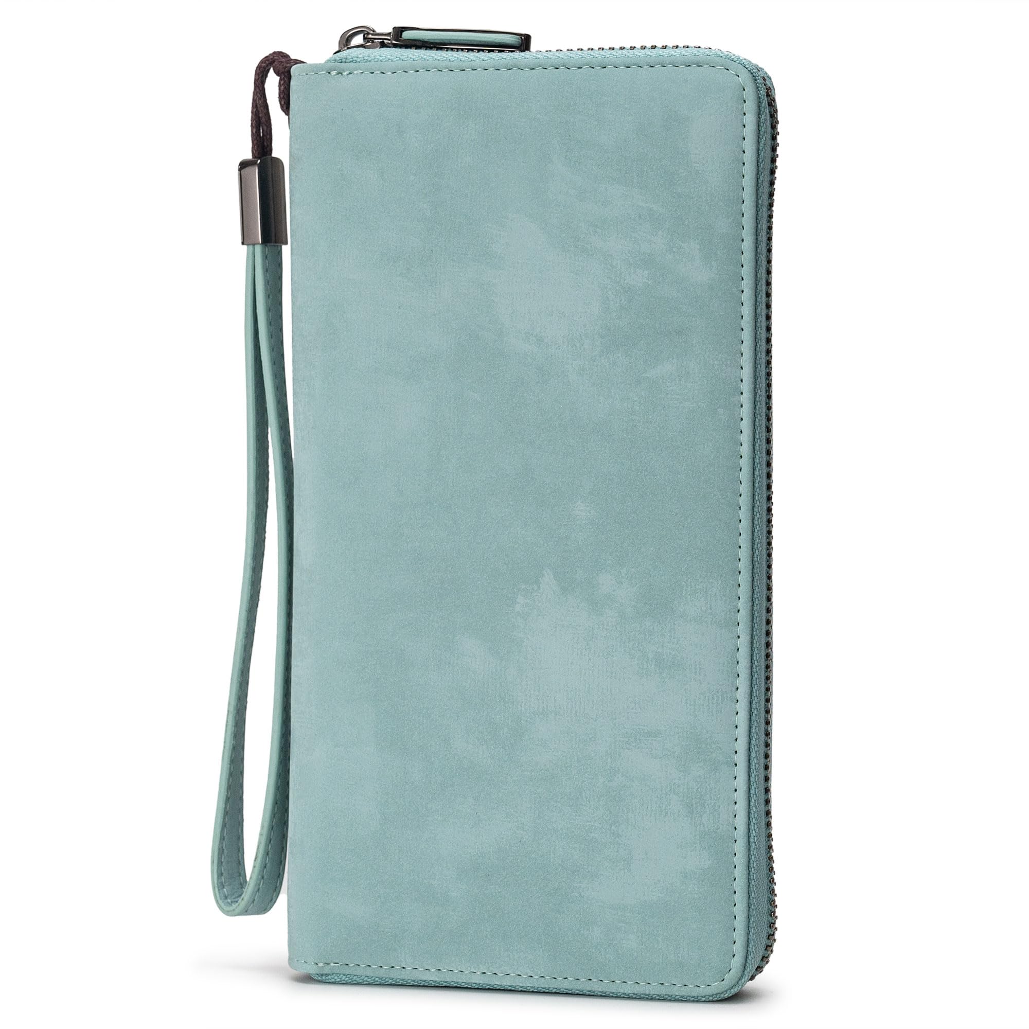 Bveyzi Women RFID Blocking Wallet Leather Zip Around Phone Clutch Large Capacity Ladies Travel Purse Wristlet | RFID Blocking, Zip Around, Large