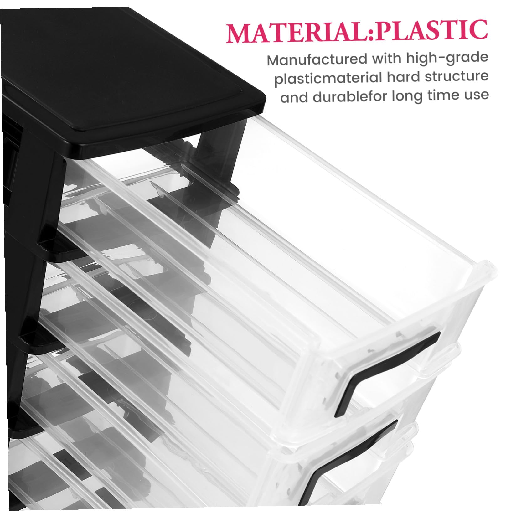 Hohopeti Organizer da Scrivania Cassettiera Porta Trucchi Rigida in Plastica Trasparente 5 Cassetti Portaoggetti per Cosmetici e Articoli Vari per Ufficio, Scuola e Casa