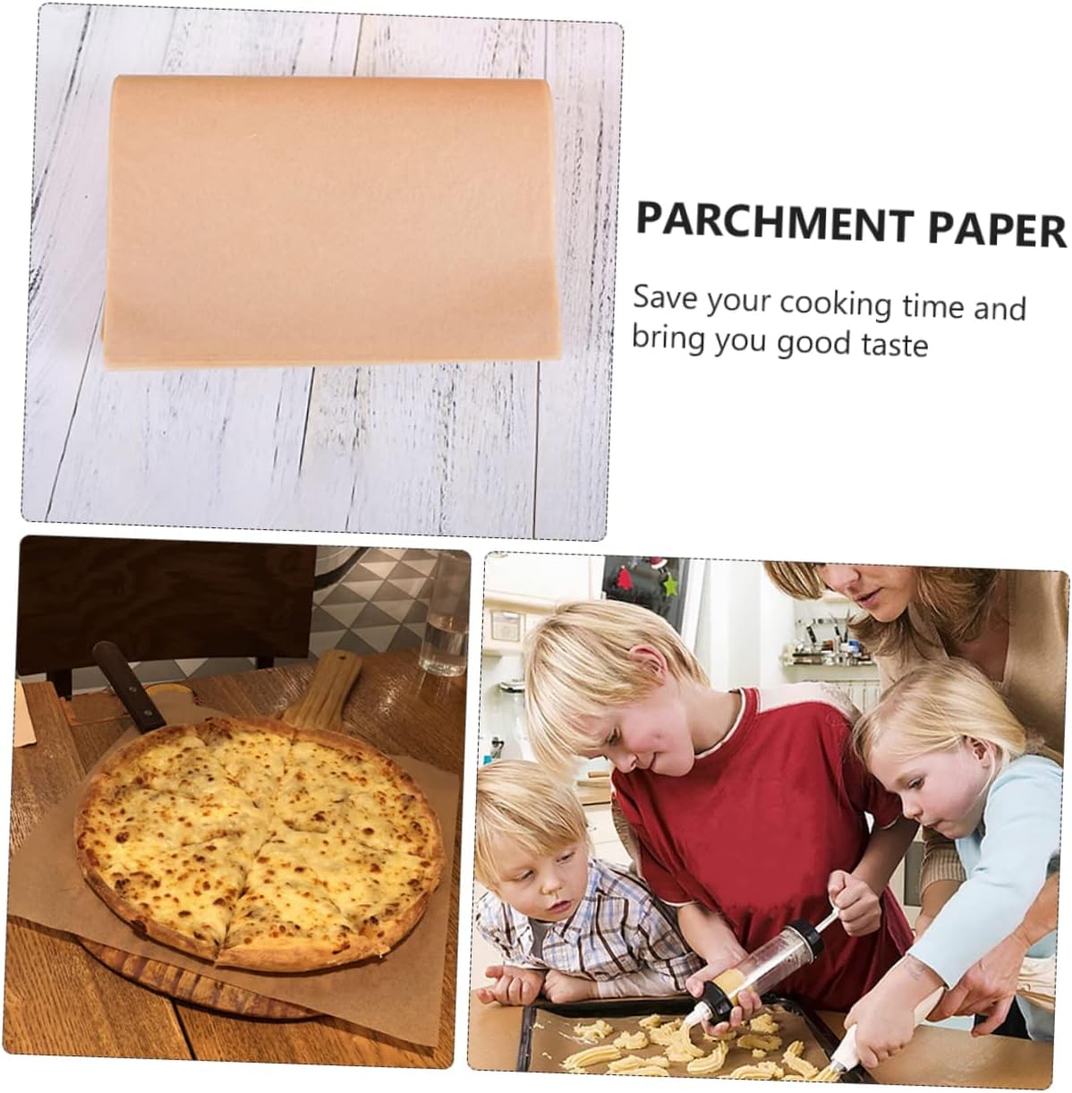 200pcs Non-Stick Parchment Paper Sheets for Air Fryer 30x20cm Baking Parchment Unbleached Kitchen Baking Paper for Steaming and Cooking