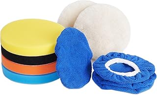 Uaoaii 6 Inch Buffing and Polishing Pad Kit, 10PCS Buffer Pads Kit W/Car Foam Sponge Pads, Wool Polishing Buffing Pads & Polishing Bonnets,for Car Buffer Polisher Compounding, Polishing and Waxing