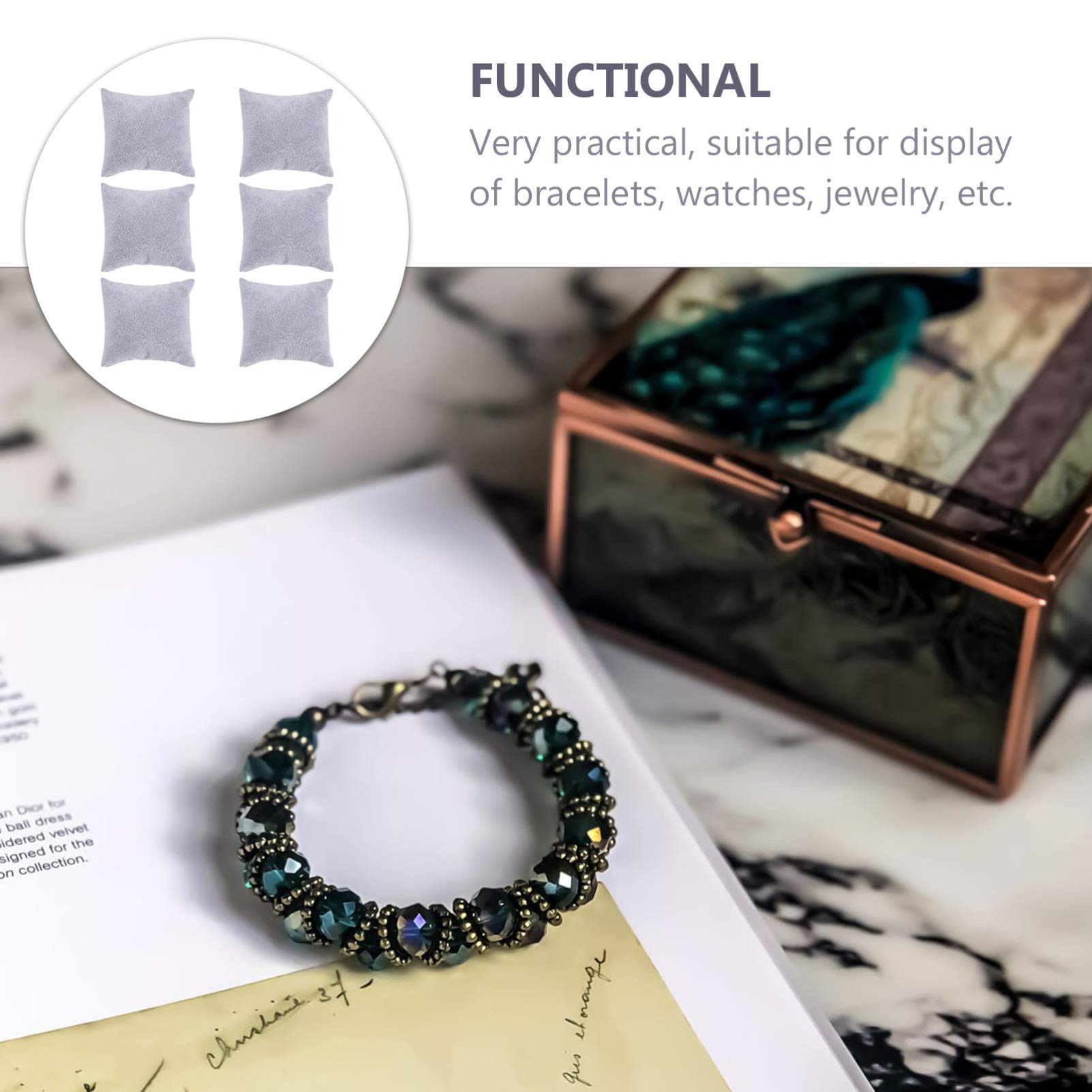 2 Coussins Présentation Bijoux En PU Beige – 18,5 X 8,5 X 4,5 Cm – Pour Montres, Bracelets – Idéal Boutique Ou Collection à La Maison