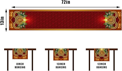 Diwali Camino de mesa Happy Diwali mantel indio Deepavali decoración de festival de luces, decoración y suministros para mesa de cocina del hogar,