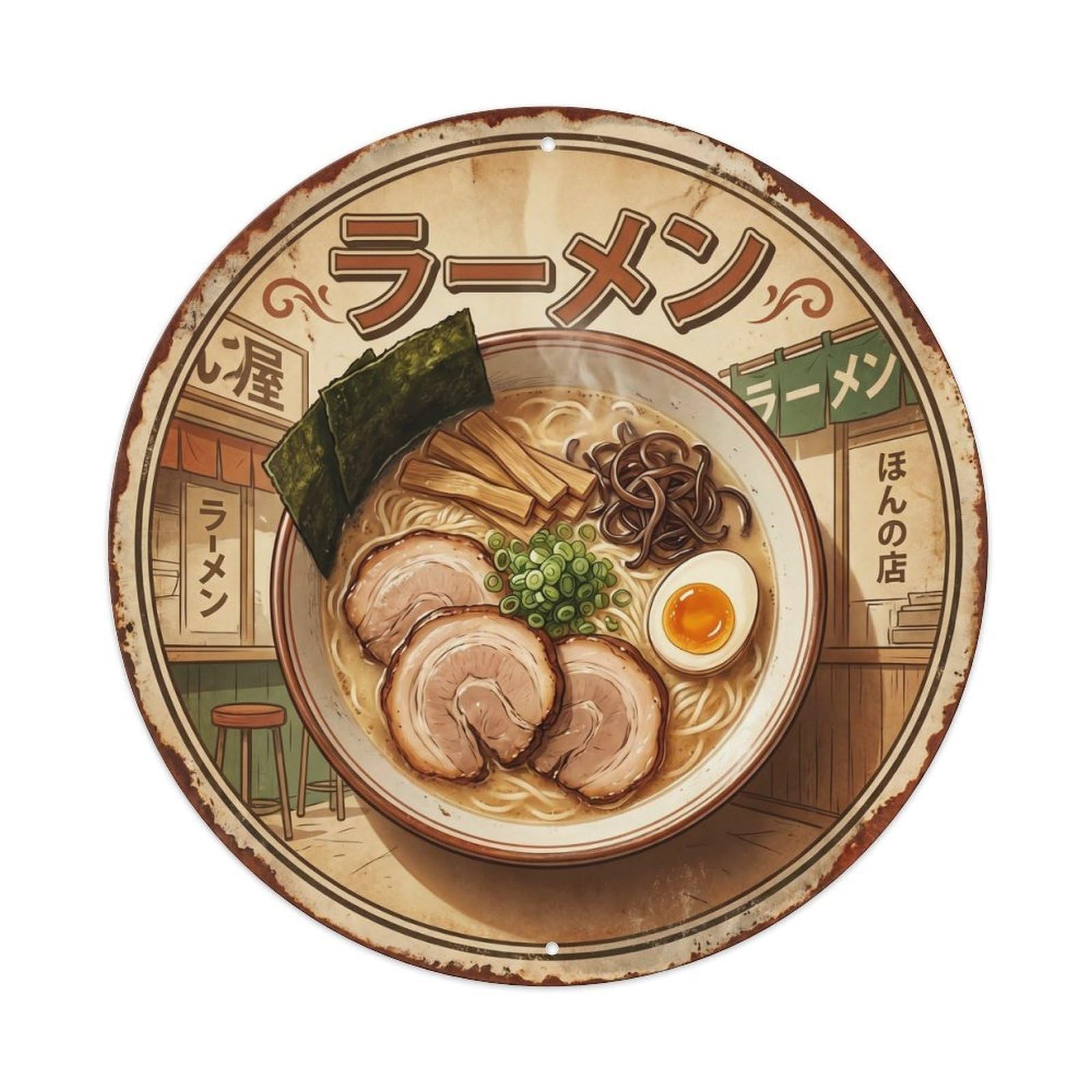 Cxhjca 8X8inch(20X20cm) Ramen Japanese Noodle Bar Vintage Americana Noodles Metal Tin Sign