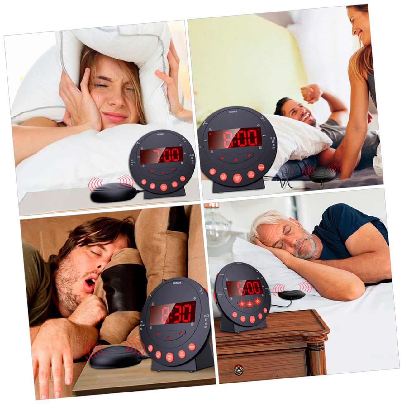 Vibrationswecker mit Starker Vibration und Lautstärke, Schwarz, USB
