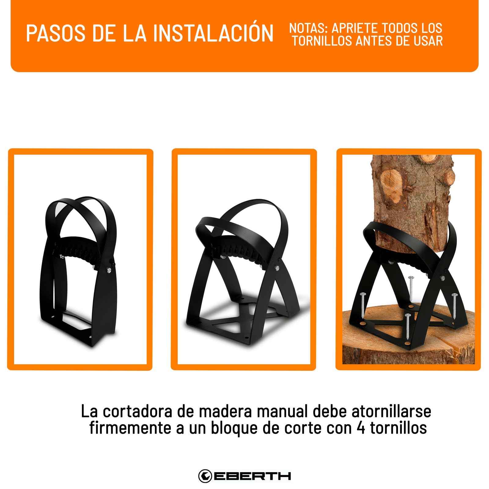 EBERTH Cuña para partir leña, maza cuña leña, separador de leña de acero, tamaño 24 x 26 x 40 cm, divisor de madera manual, herramienta profesional para columnas de madera fáciles y seguras