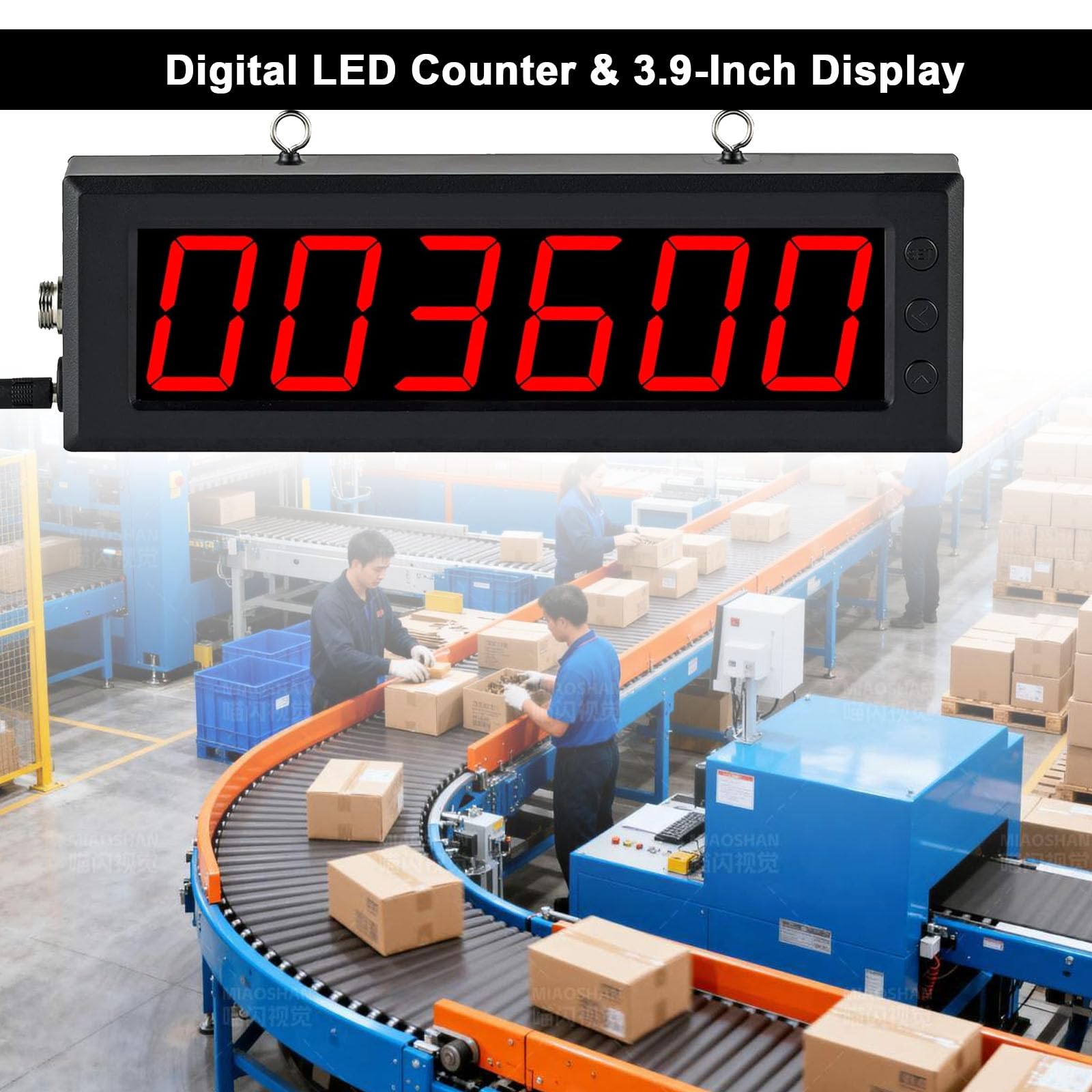 Contatore Digitale A Led, Display A Led Da 3,9 Pollici Con Sensore A Infrarossi Singolo, Distanza Di Rilevamento Di 28 Pollici E Telecomando Per Linee Di Nastri Trasportatori E Conteggio