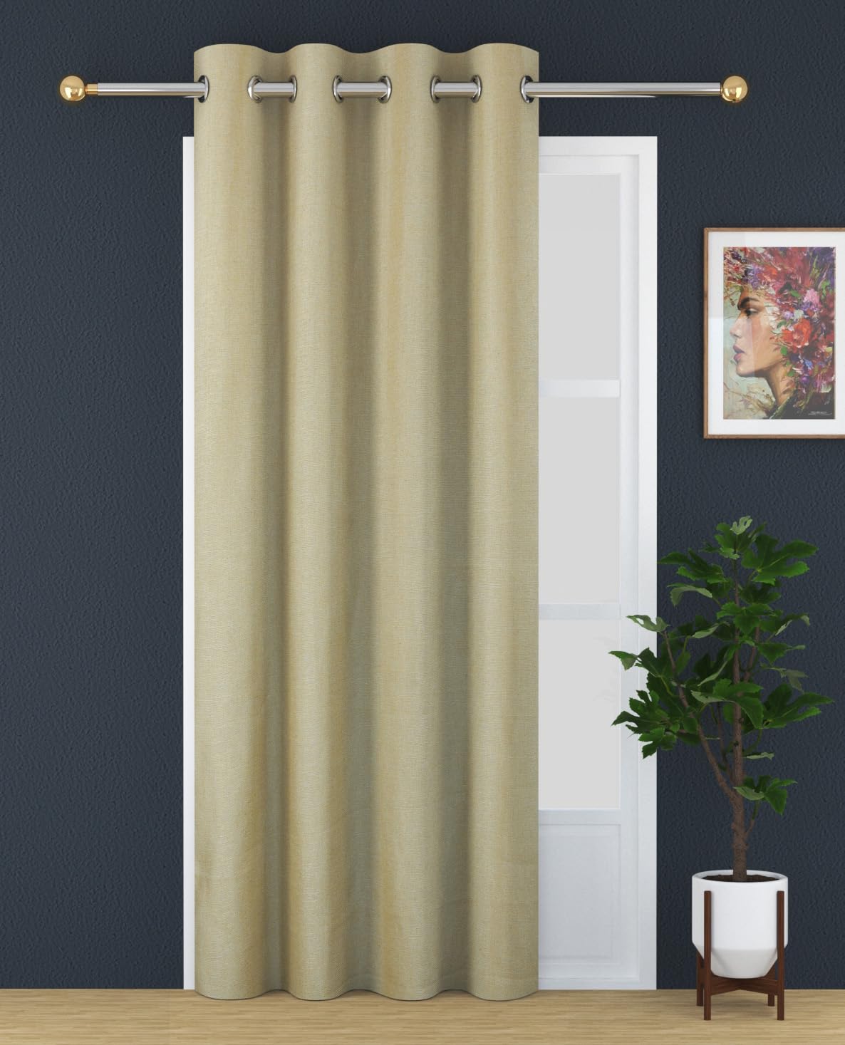 FRESH FROM LOOM Jute Curtains for Door 7 Ft Long|Medium Window Curtain|Yarn Weaved|Modern Parde for Living Room Bedroom|Screens with Grommet Curtains Ring Curtains|Hypoallergenic (Cream, 1Pc Only)