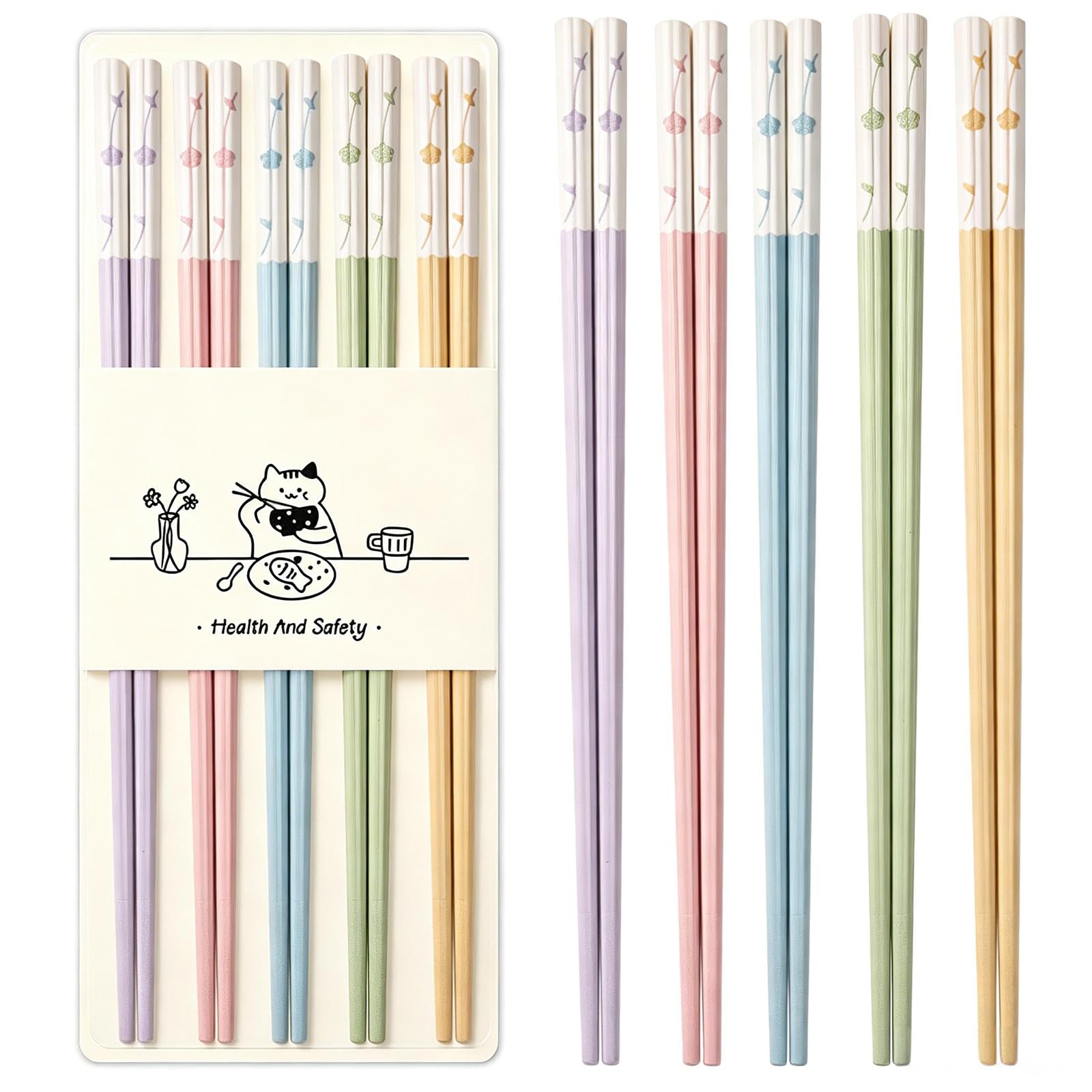 5 Pairs Pink Fiberglass Chopsticks, Non-Slip Reusable — Amazon image 14