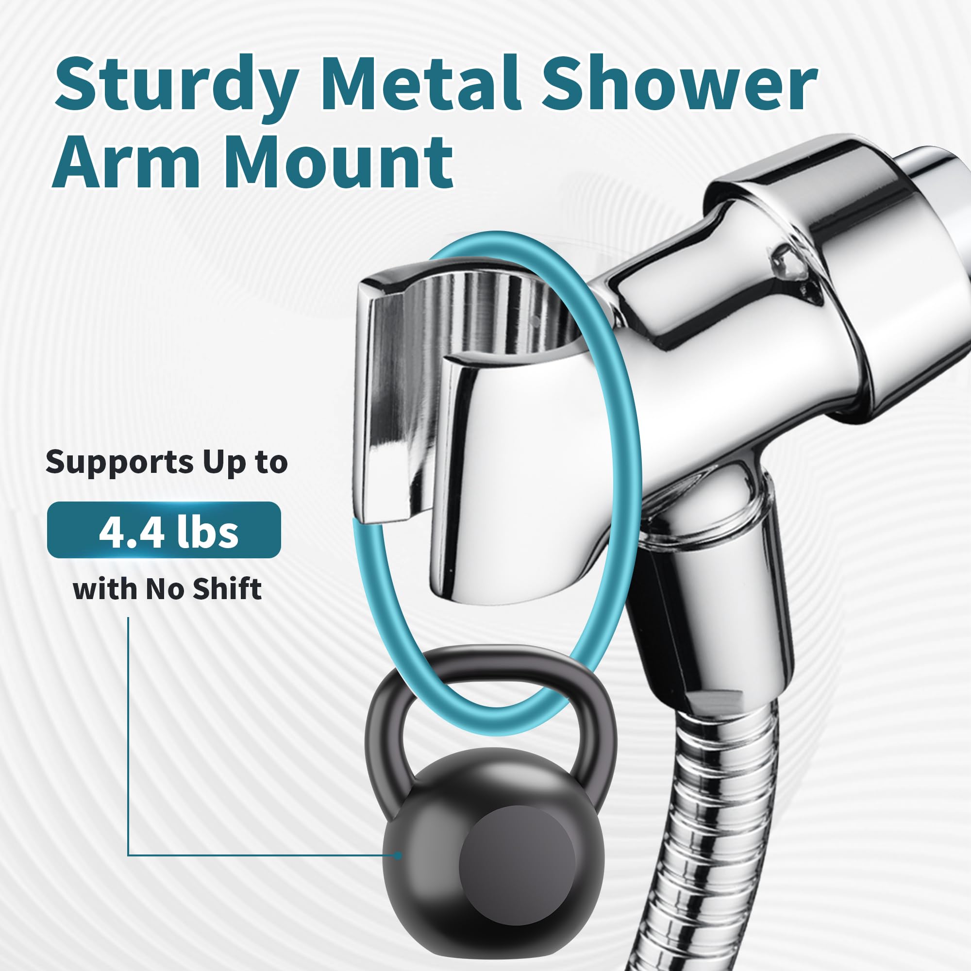 BRIGHT SHOWRS - Soporte de brazo de ducha de metal para cabezal de ducha de mano, soporte de cabezal de ducha ajustable con soporte de gancho de pared universal, cromado