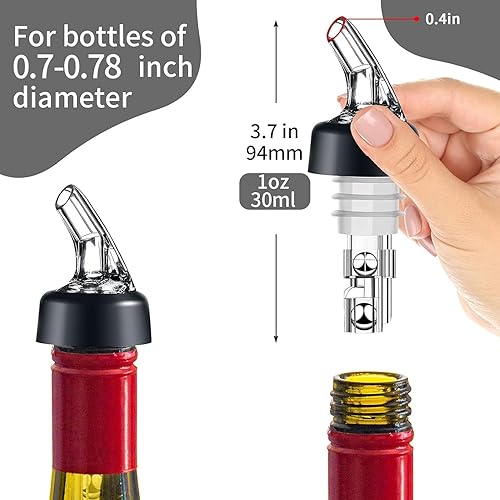 Miniatura 3 de Juego de 6 vertedores de botellas de licor, vertedores de 1 onza medidos de licor, dispensador de chupitos, camarero, vertedor automático de vino