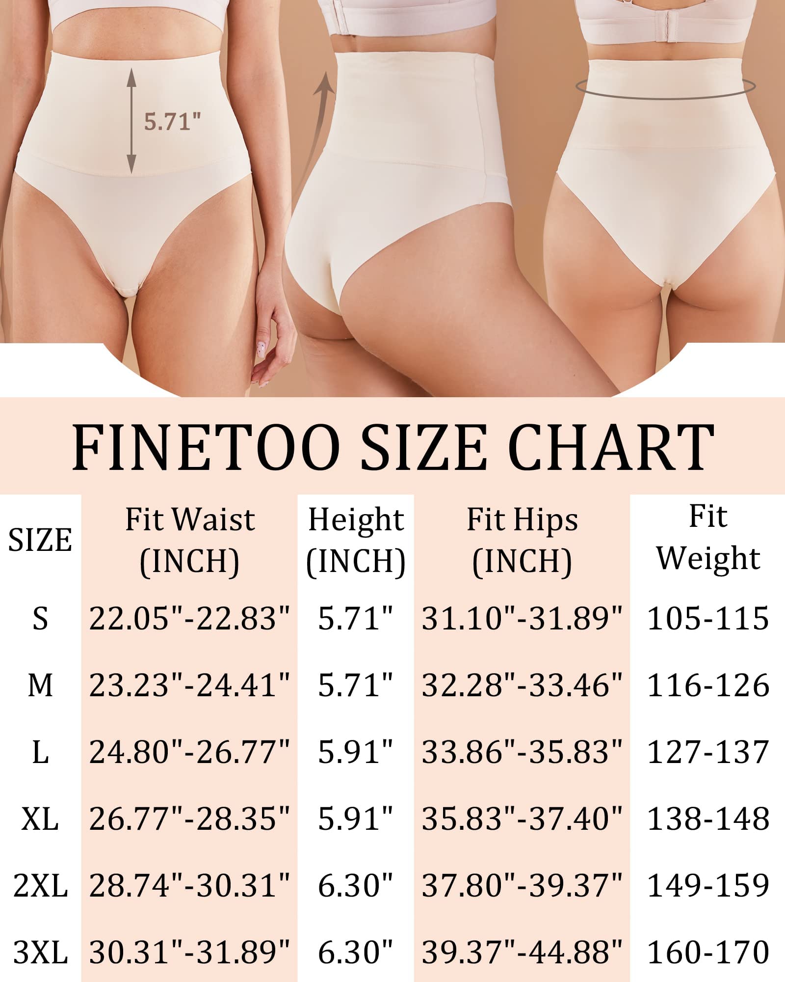 FINETOO - Confezione da 4 Mutande da Donna a Vita Alta, Senza Cuciture, Taglie S - 3XL, S…