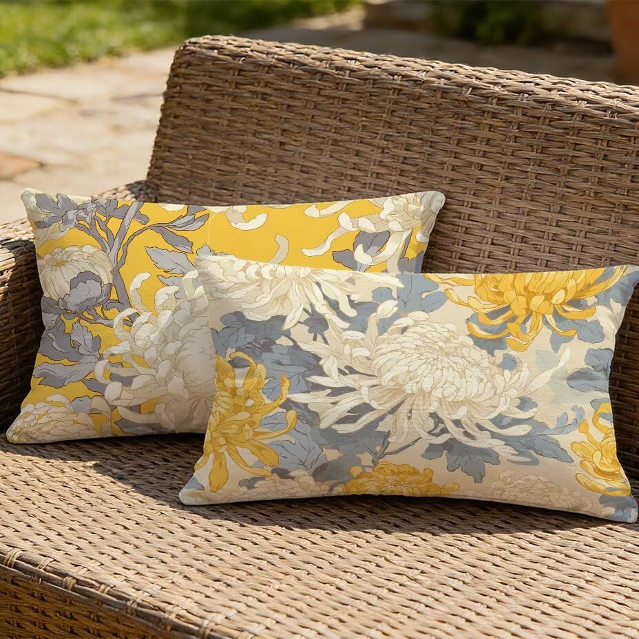 Housse de Coussin Extérieur 40x70 cm Imperméable Aspect Lin - 2