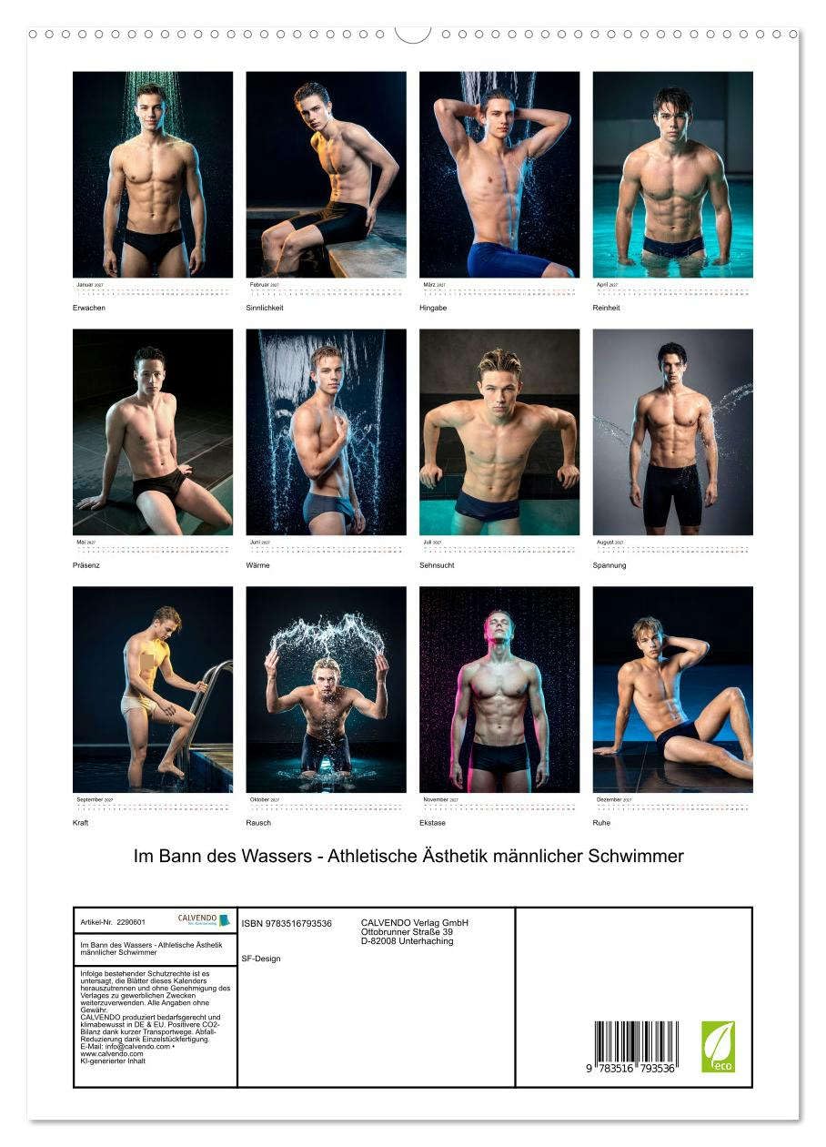Im Bann des Wassers - Athletische Ästhetik männlicher Schwimmer (hochwertiger Premium Wandkalender 2027 DIN A2 hoch), Kunstdruck in Hochglanz: ... voller Präsenz und Dynamik. (CALVENDO Erotik)