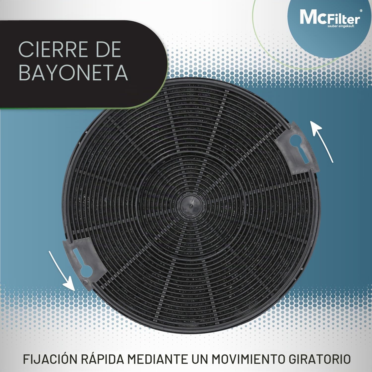 2x Filtro de carbón activado Ø 150 mm EFF75, Juego de 2 para campanas extractoras adecuado para el filtro de carbón AEG 405509371/2, Faber 112.0067.944 + 112.0254.245, IKEA 203.383.74, NYTTIG FIL 500