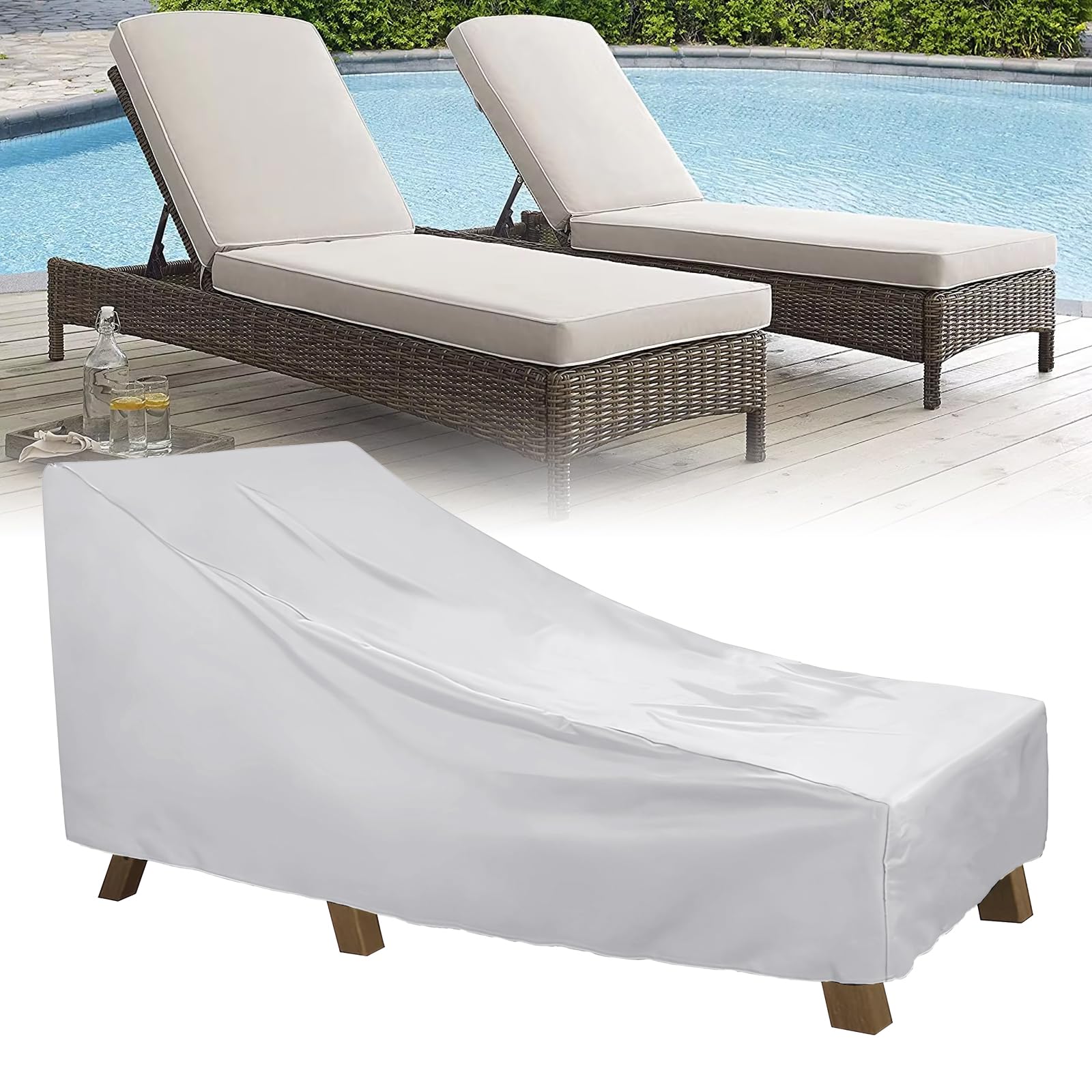 Housse de protection imperméable pour chaise longue 210D Oxford 210D - Housse de protection en tissu pour chaise longue - 210 x 75 x 40 x 80 cm