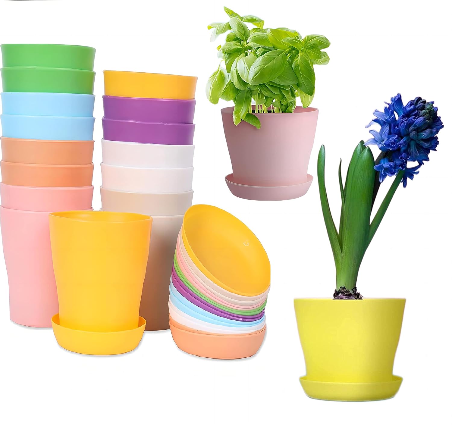 16 Pcs Plastic Planters Indoor Flower Plant Pots, Mini Flower Seedlings