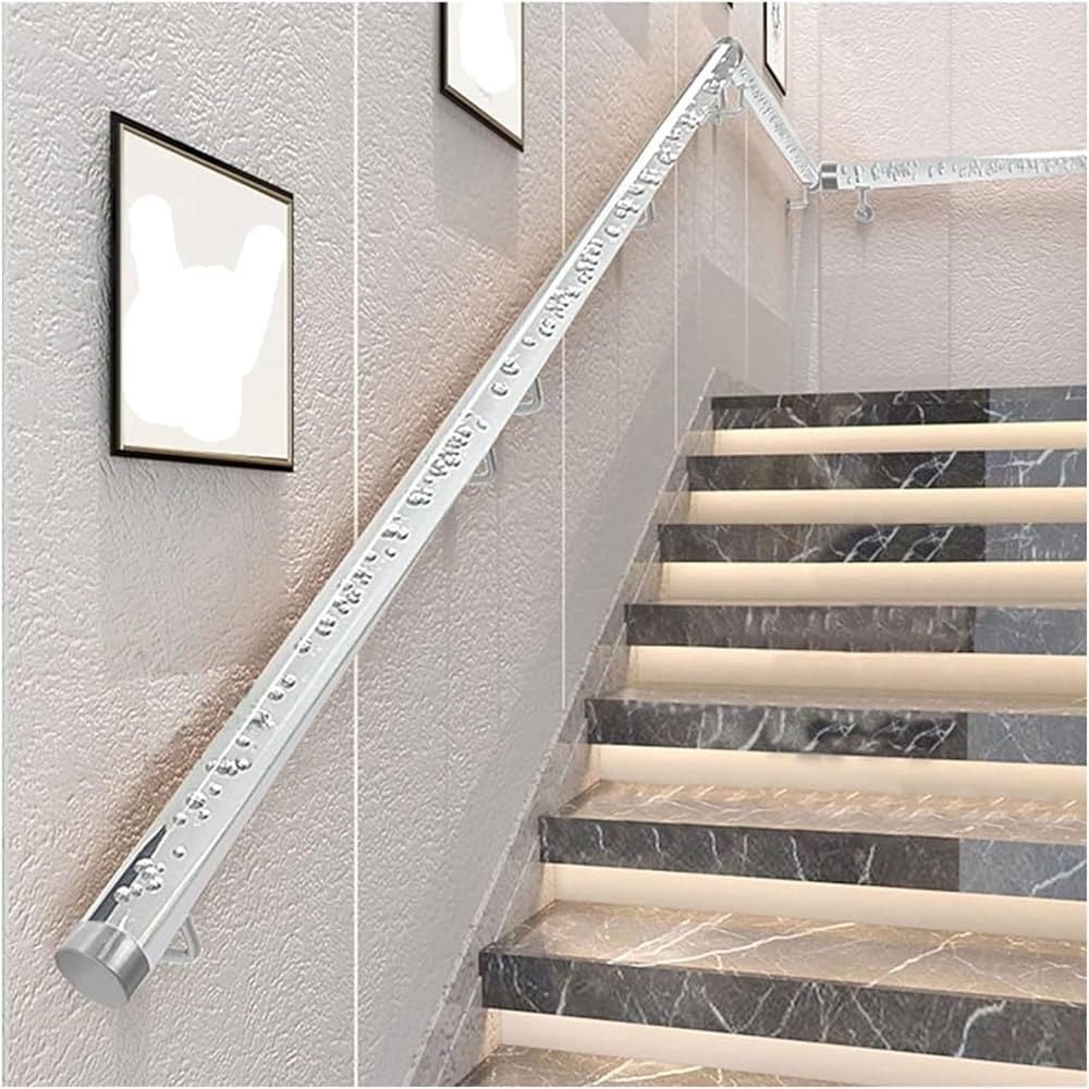 Lqsybhd Women's 1 Hand Rails For Indoor Stairs Clear Acrylic, Crystal Bubbles Railing Handrail Transparent Wall Mounted Modern Decor Banister Brackets Kit Interior Staircase Steps(Size:3.28ft/100Cm)