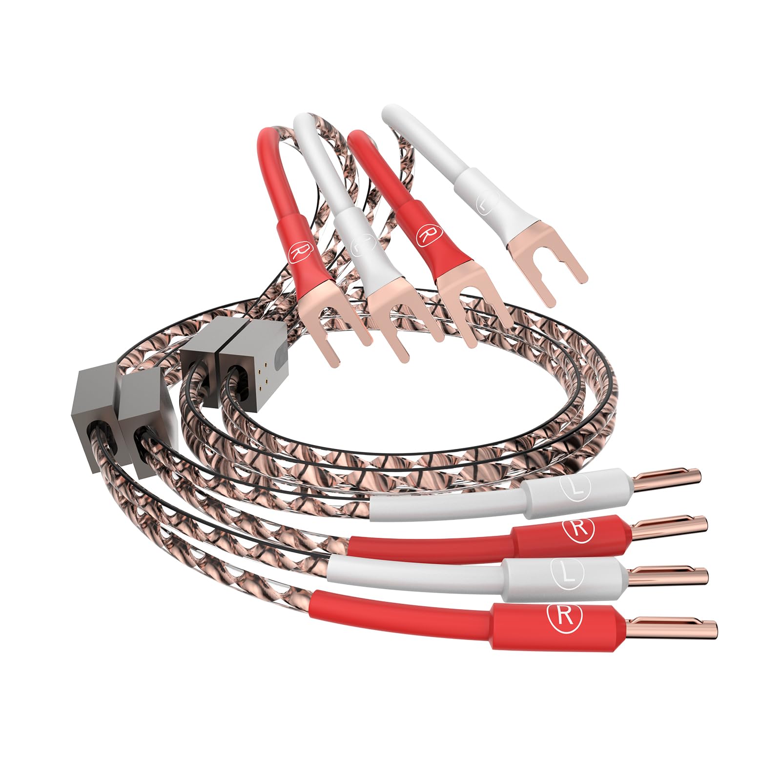 Tertullus VS903 High End - Cable de altavoz (cobre completo, plano, 99,999%, 17 AWG (1,0 mm2), cable dinámico para altavoces HiFi (doble filamento) (pala a banana, 2,5 m)