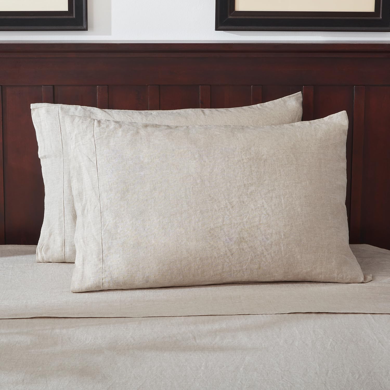 Photo 1 of TOSMO Linen Pillowcase, 100% French Flax Stone Washed Pillowcases Envelope Closure, Set of 2, 2 Pillow Cases (Natural Linen, King 20 x 40 inches)