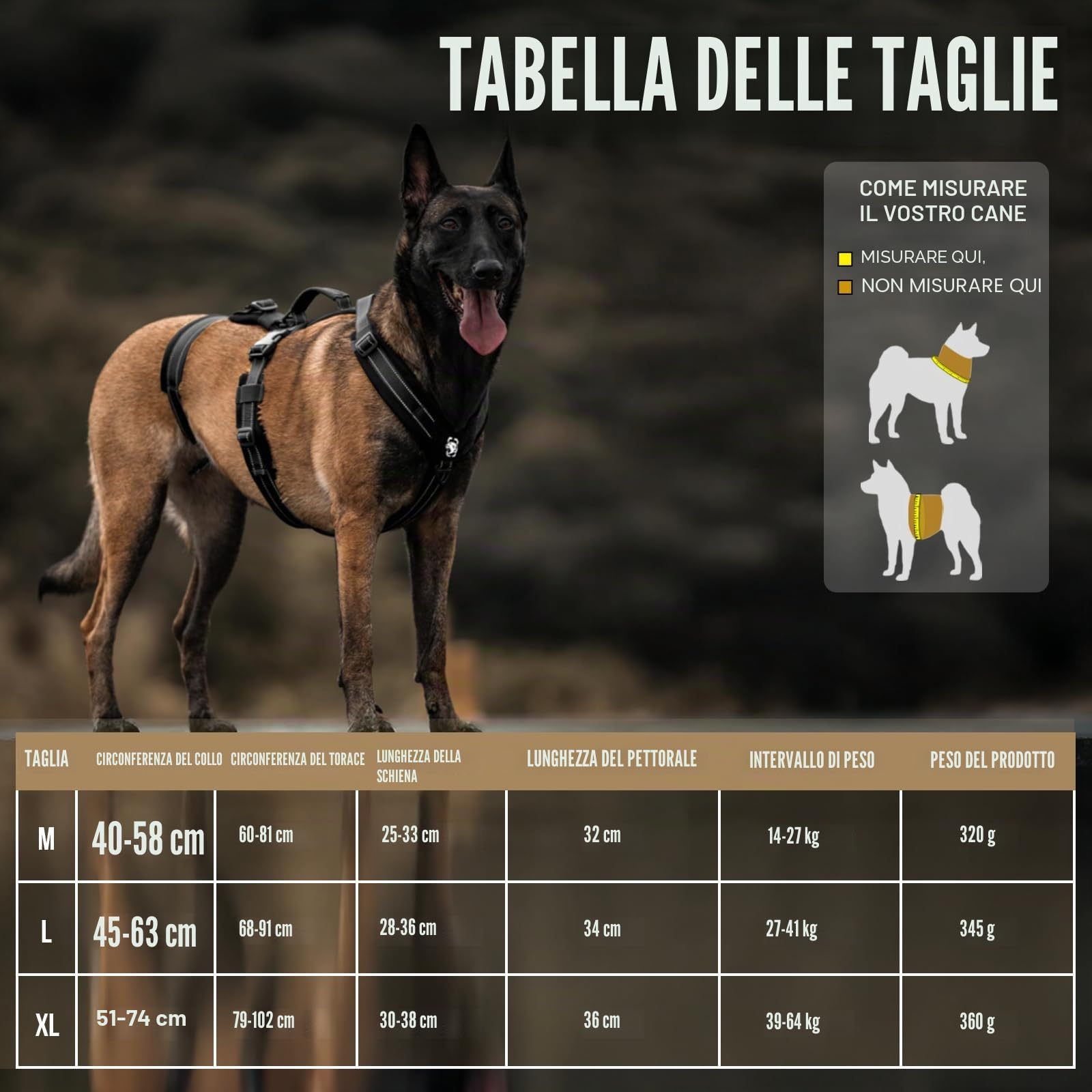 OneTigris Pettorina per cani, HOUNDLOCK Pettorina tattica anti-scoppio regolabile morbida imbottita con 1 maniglia, 2 anelli a D e riflettente (Nero, M)