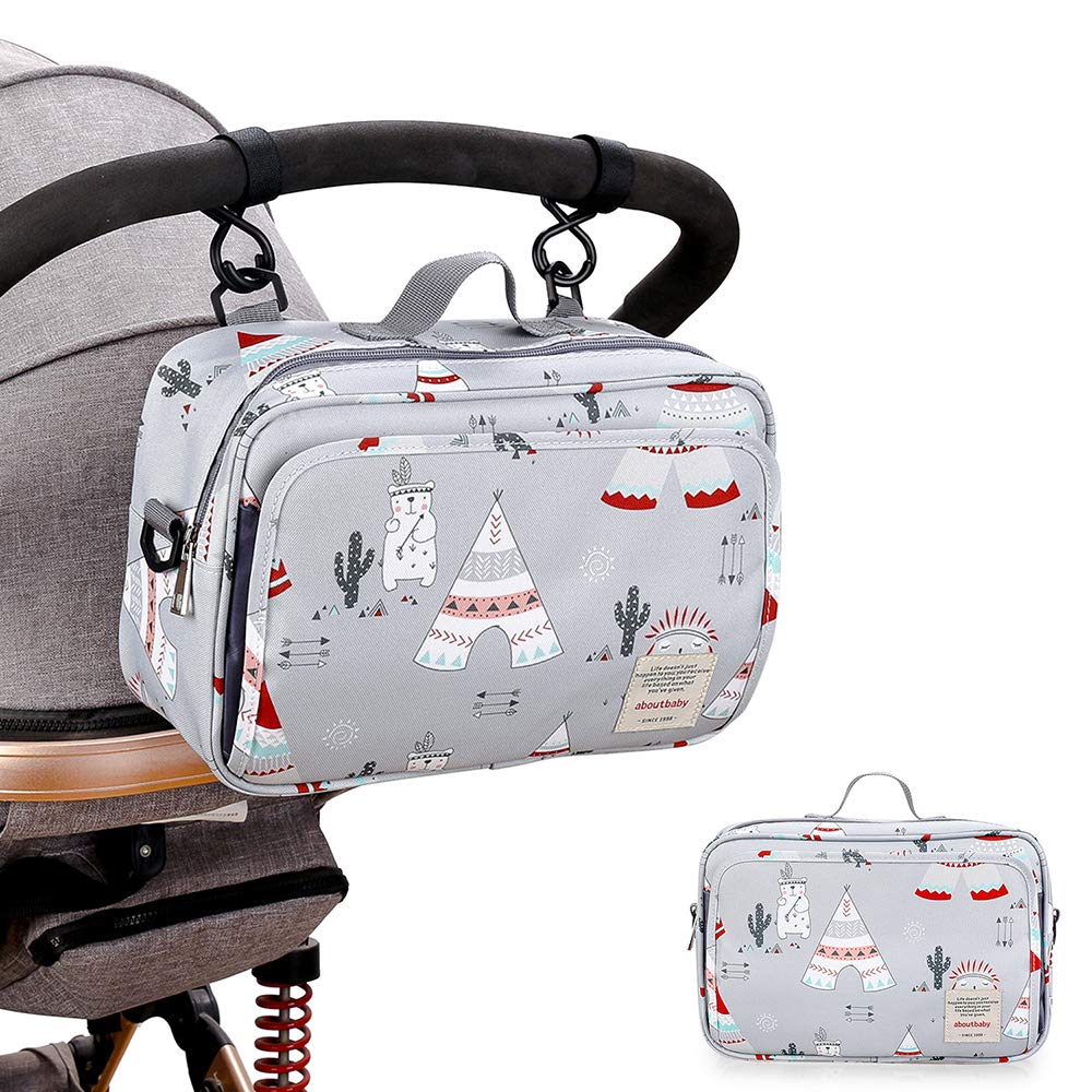momigo Baby Diaper Caddy Bag - Diaper Caddy Tote Baby Stroller Bag Nursery Storage Bin for Diapers, Wipes & Toys Mini Diaper Bag for Outdoor (Light Gray)-picture-31