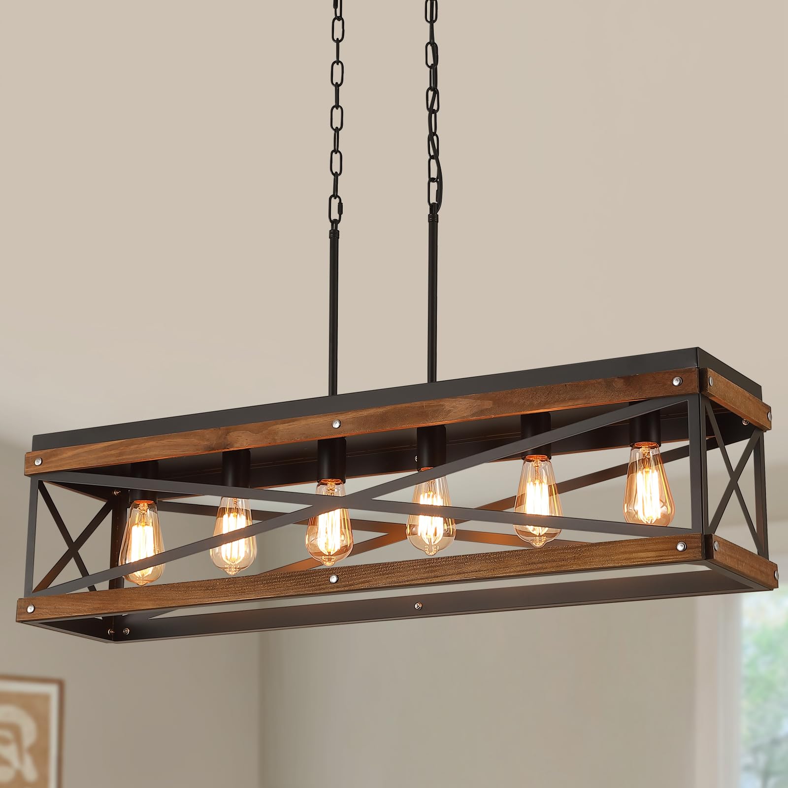 RKUCSR Wood Linear Chandelier