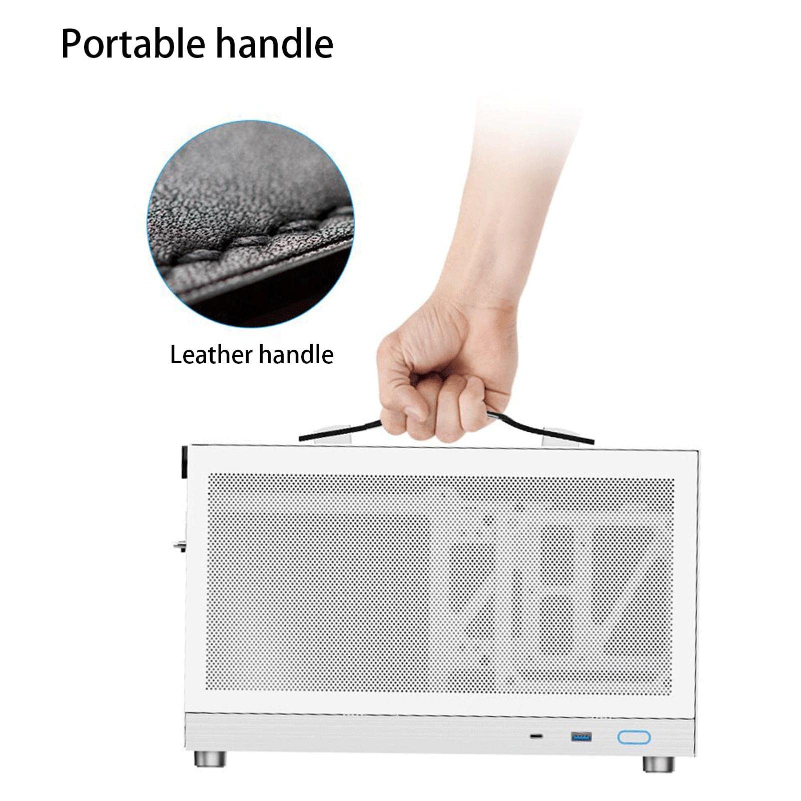 Soporte para CPU, Soporte para PC con Ventilador | arandela Ajustable y Montaje en Pared, Carcasa de Ventilador con Placa Frontal de Malla, Accesorio portátil para Ordenador Ho