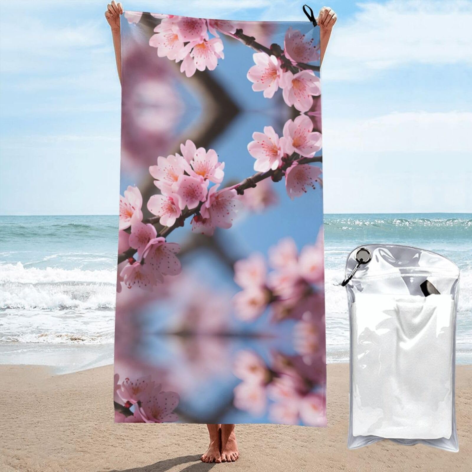 Serviette de bain fleurs de cerisier, drap de plage surdimensionné haute qualité 132 cm
