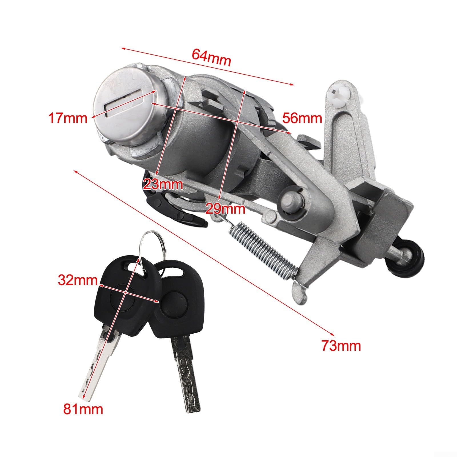 Serratura a cilindro per bagagliaio MK4 per Golf IV, con 2 chiavi, codice articolo 1J6827297G