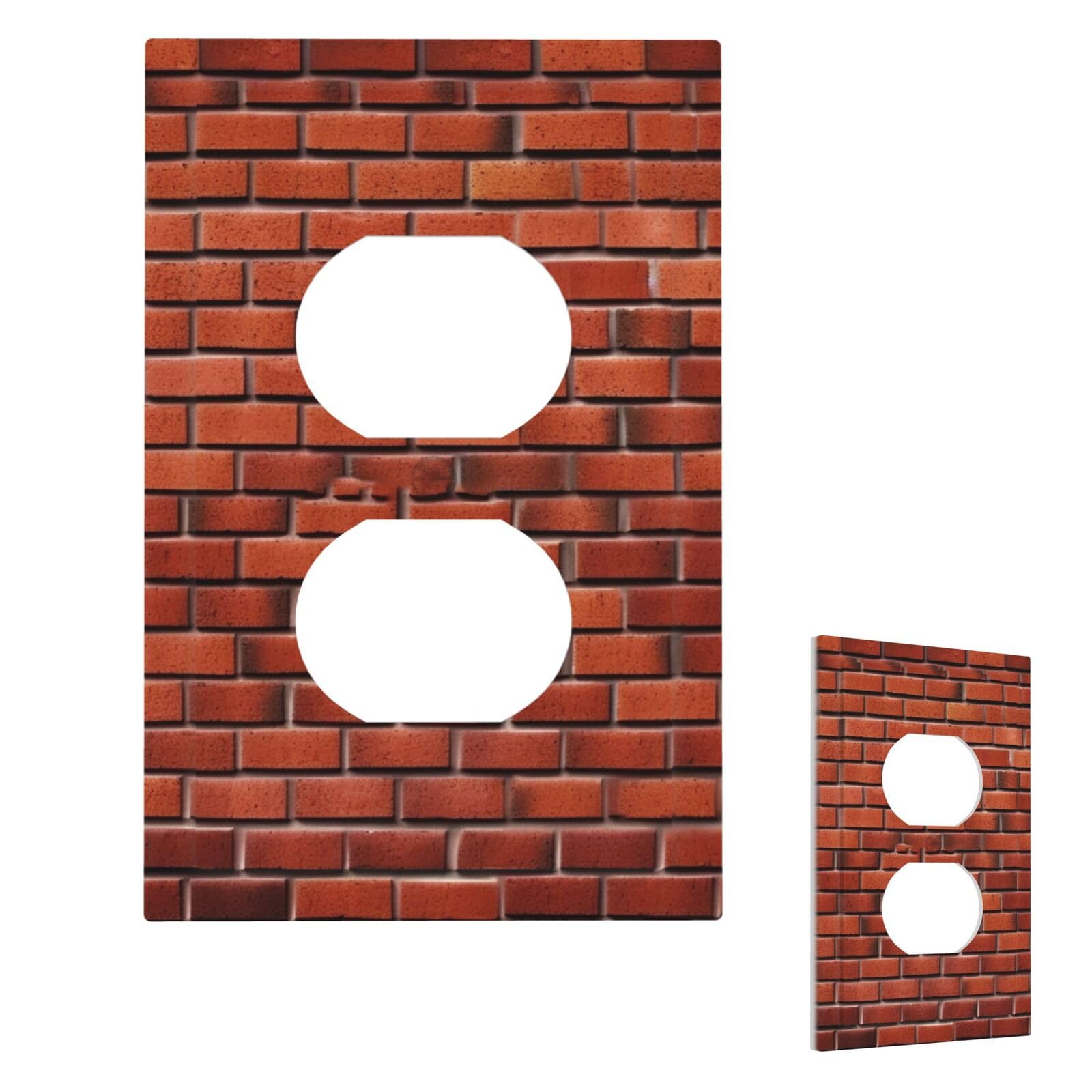 Red Brick Wall Wall Plate Cover Modern Decorative 1 Gang Light Switch Cover Unbreakable Receptacle Outlet Covers For Living Room Bedroom Home Decor Duplex