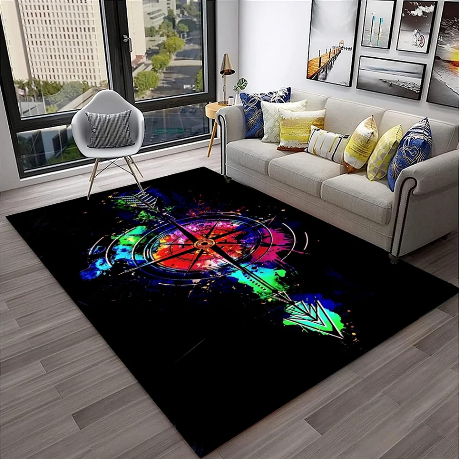 Area Carpet Vintage Map Compass ，3D Printed Large Area Rug， Non Slip Foldable For Living Room Dining Contemporay Bedroom Luxe Print Foyer Mat Rug - Easy Clean 50 X 80 Cm -5I9K3G9B2B