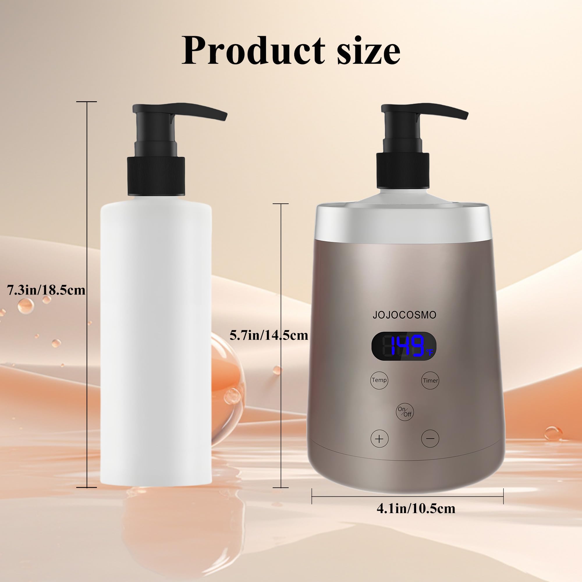 Calentador de aceite de masaje, con 2 dispensadores de botellas de loción, temperatura ajustable de 30.0 °C a 65.0 °C, pantalla conmutable ℉/℃, adecuado para masaje de salón y hogar, oro