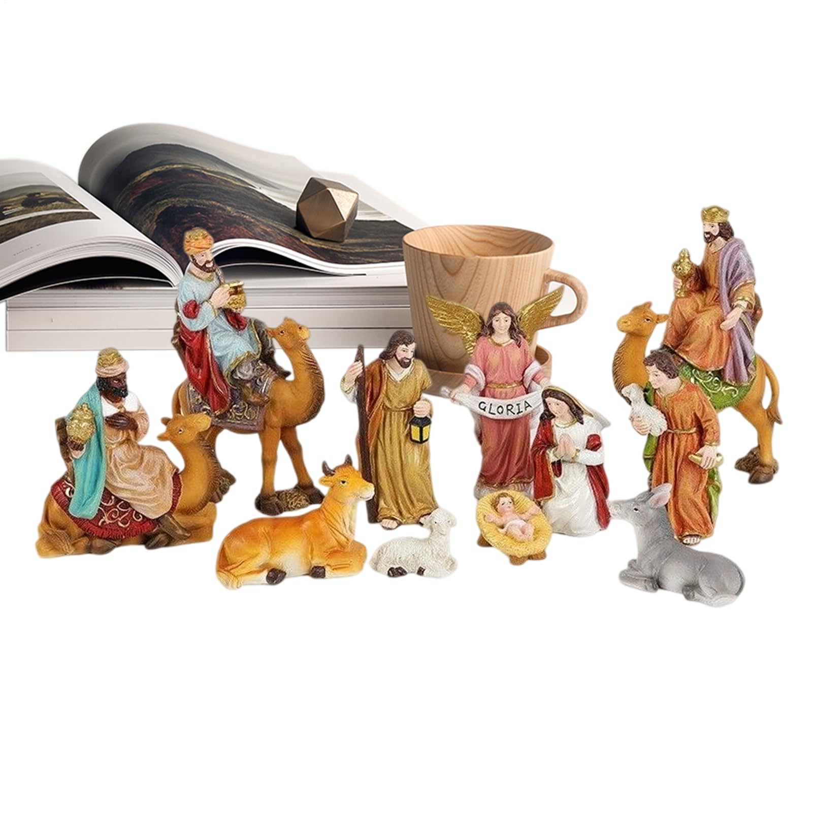 Weihnachtskrippe Statue 11-teilige Weihnachtstischkrippe Statue