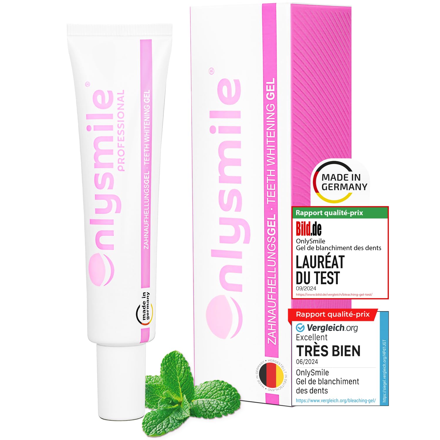 OnlySmile Gel de Blanchiment Dentaire à Domicile (40 ml) – Lauréat du Test 2025, Gel Blanchissant pour Dents Sensibles, Résultats Visibles en 5 Jours, Compatible avec Gouttières et LED