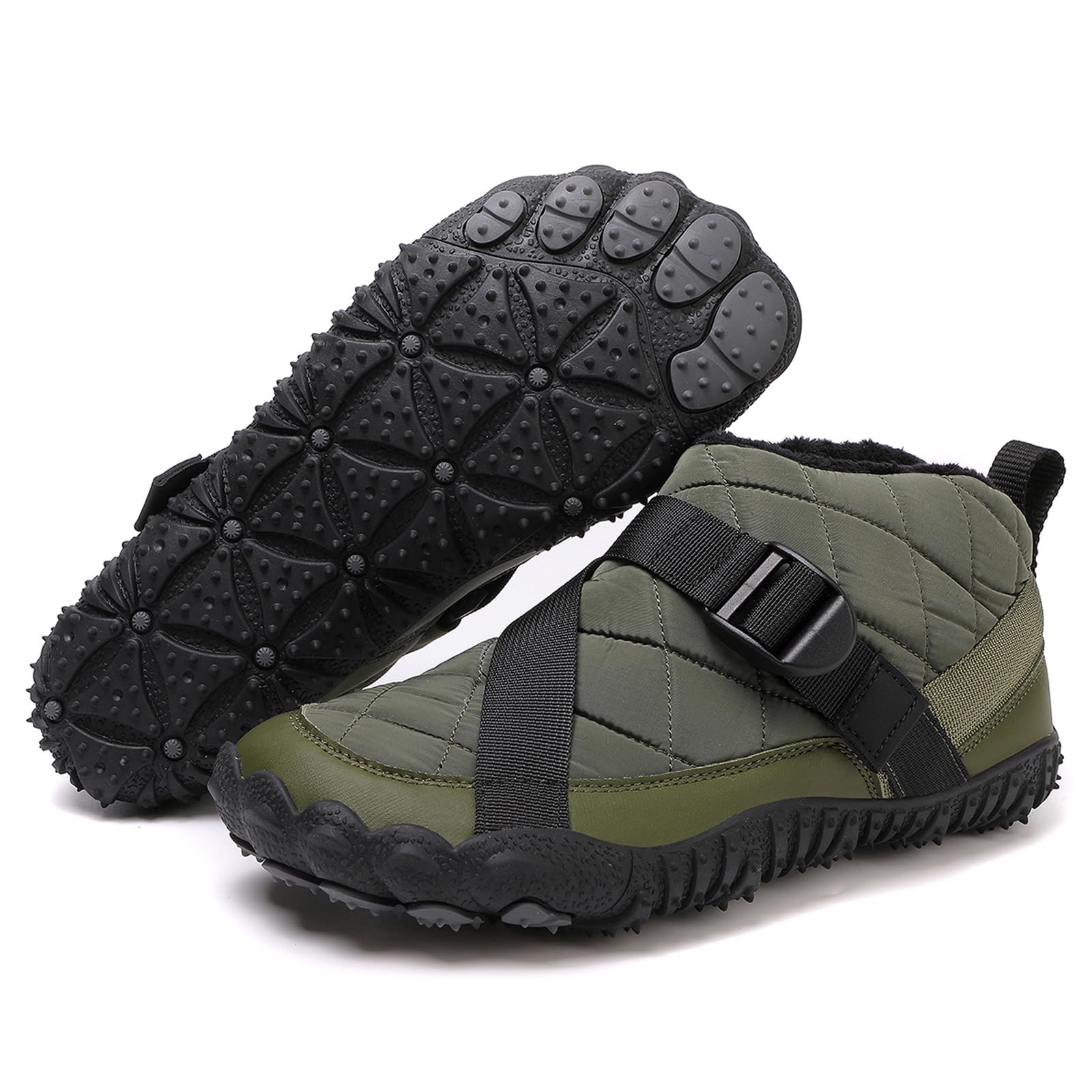 CERYTHRINA Waterproof Snow Boots for Men Fur Lined Warm Winter Boots - Non-Slip Rubber Sole - Slip-On Walking