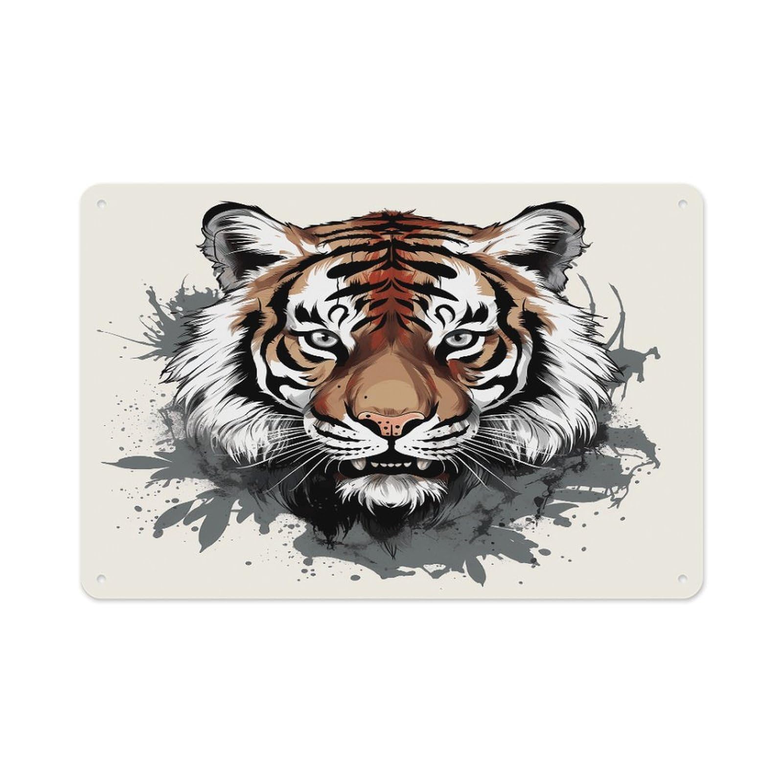 VstaDank Metal Aluminum Black And White Doodle Tiger Sign Wall Decor Vintage Metal Sign Plaque Boho Wall Hanging Decor Sublimation Picture Panel Personalized Plaque Poster 8x12in