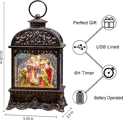 Miniatura 194 de Globo de nieve de Navidad, escena cardenal iluminada, linterna musical de agua de nieve, decoración navideña brillante y regalo para familiares