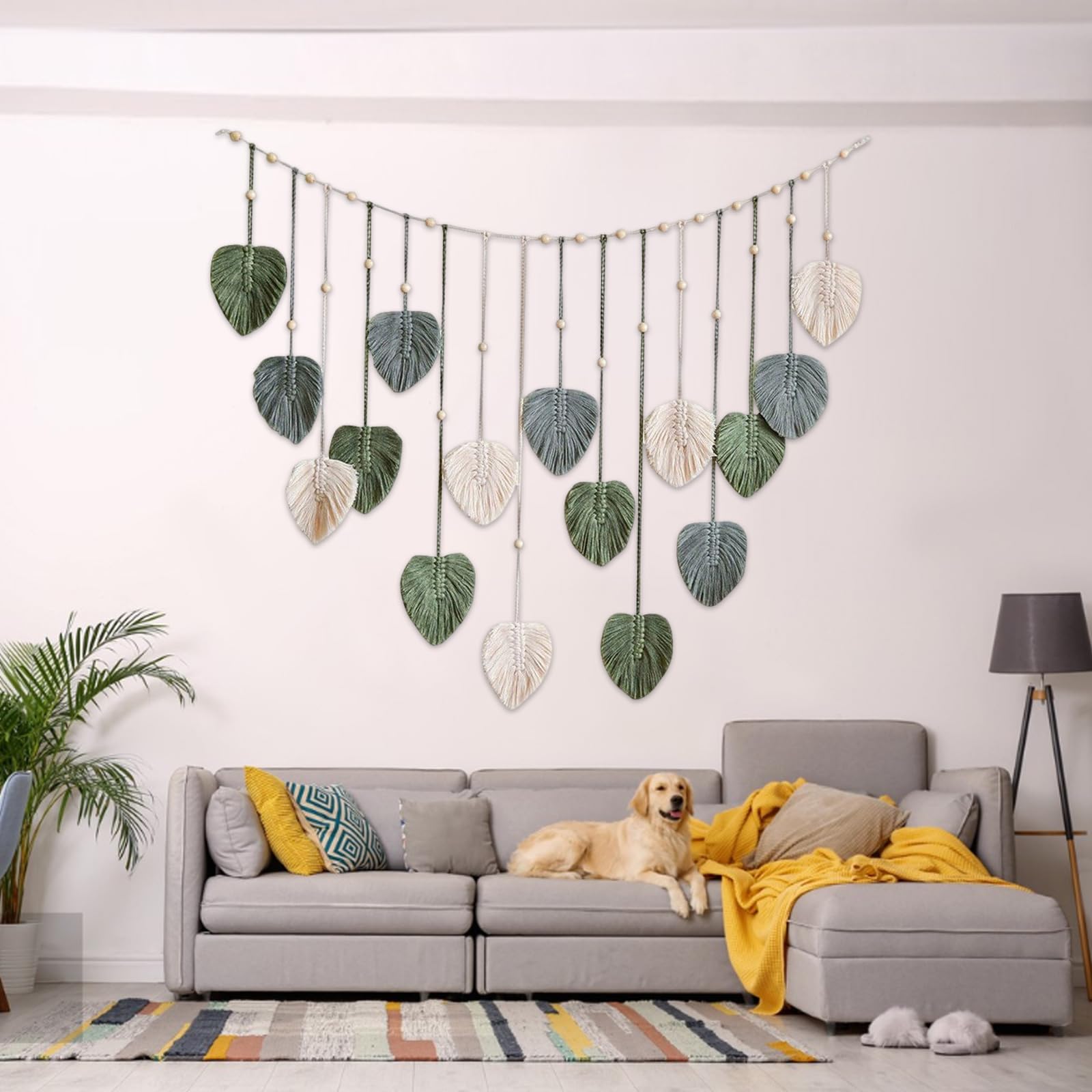 Tapisserie Murale Bohème En Macramé - Décoration Tissée Avec Perles Pour Chambre Et Salon