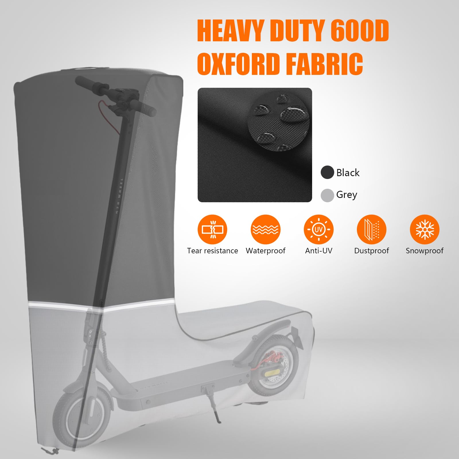 Housse de protection pour scooter électrique - Tissu Oxford 600D robuste - Imperméable - Protection contre les intempéries - Pour scooter électrique de 500 à 2000 W - Ajustement universel