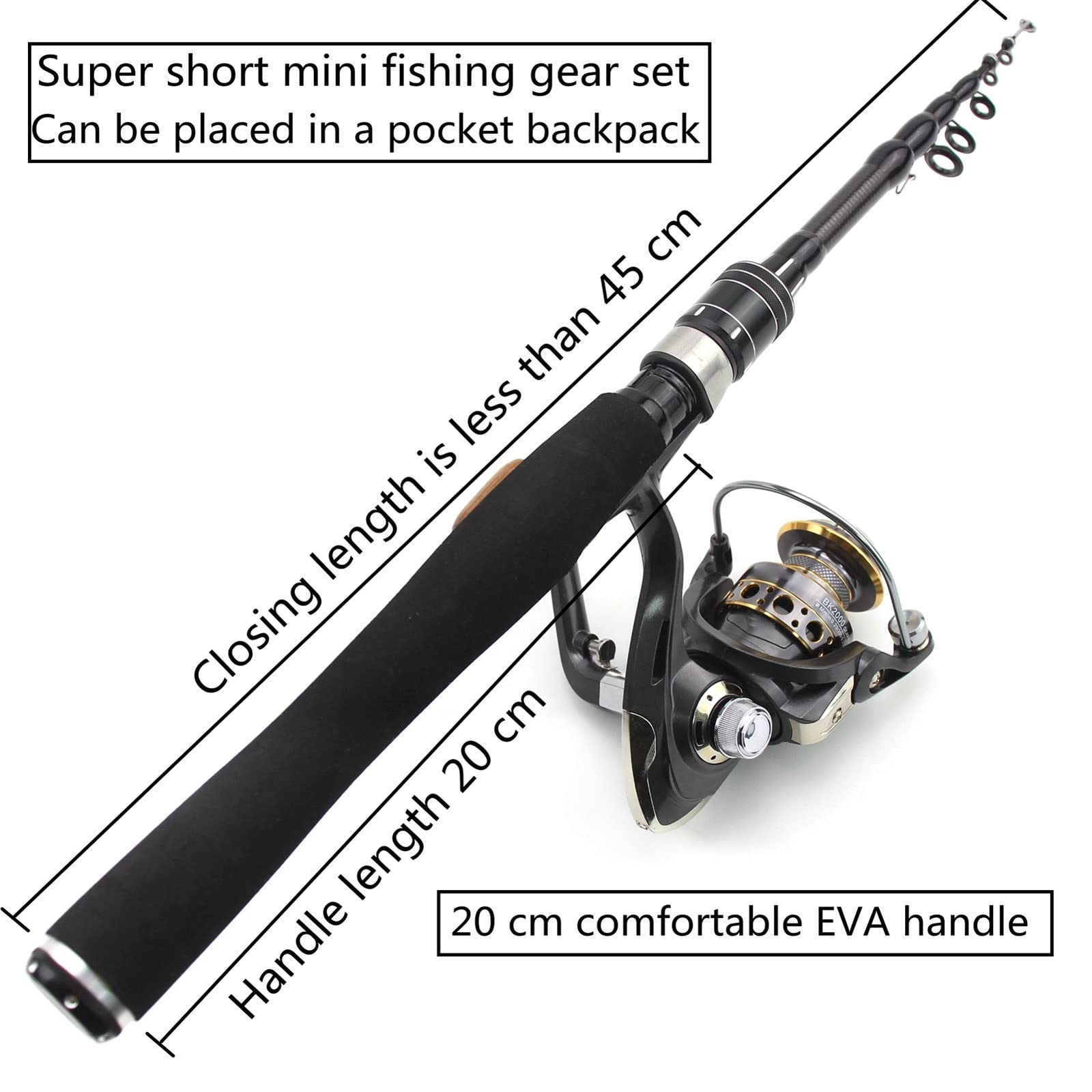 JINGYAN Wędki 1.5M .8M light Rod Reel Combos Slow Telescopic Spinning Fishing Lure 1-5g pocket small fishing rod