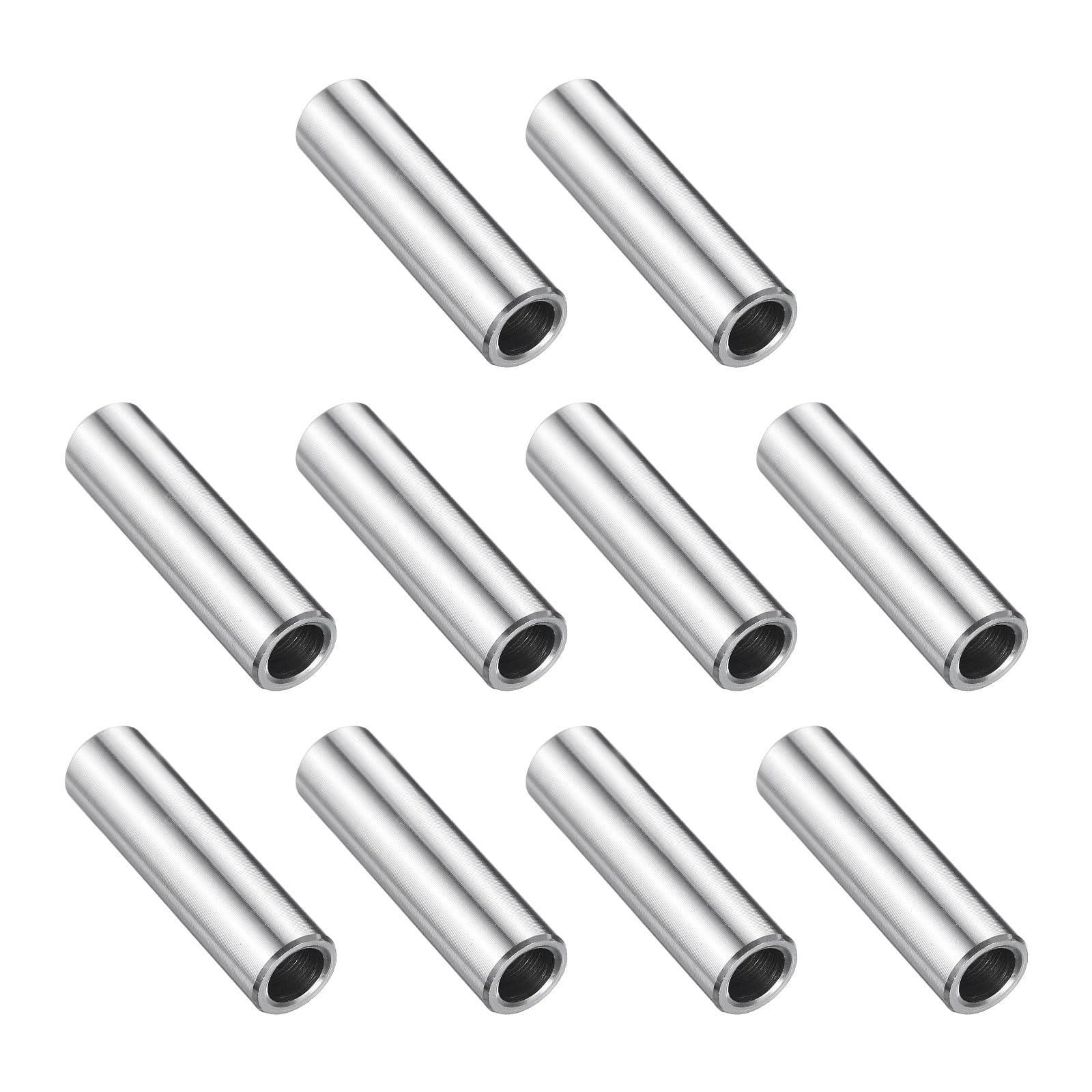 uxcell 10 Pcs Stainless Steel Spacer 1/4" Bore x 3/8" OD x 1-1/4" Length Screw Bushing Plain Finish Round Metal Spacer for 1/4" Screws Bolts and Rods
