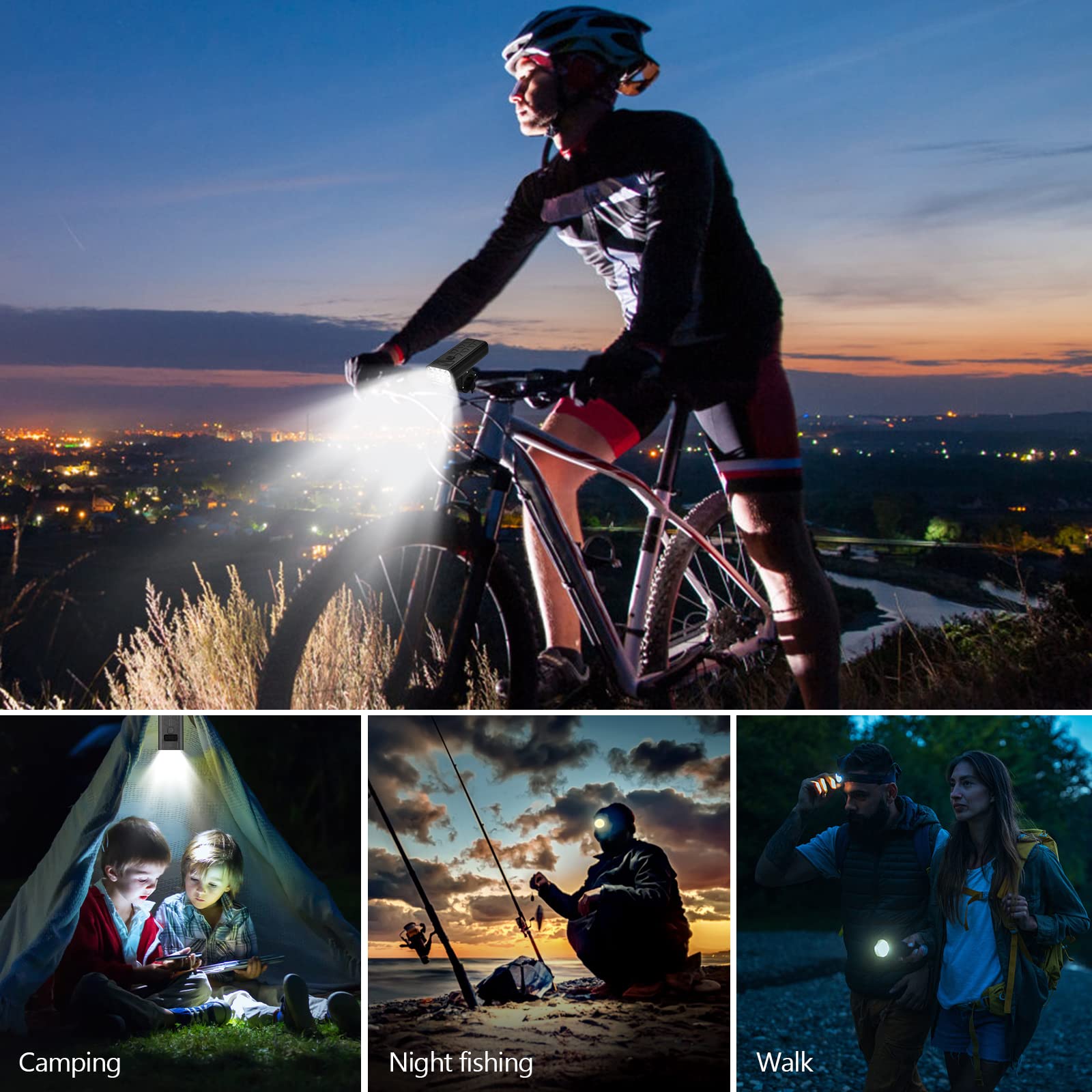 Towwoo Luci Bicicletta Set, 9600 mAh 8000 Lumen Luci Bicicletta LED, Impermeabile IXP6, Luci Bici Anteriori e Fanale Posteriore USB Ricaricabili per Biciclette Strada e Montagna