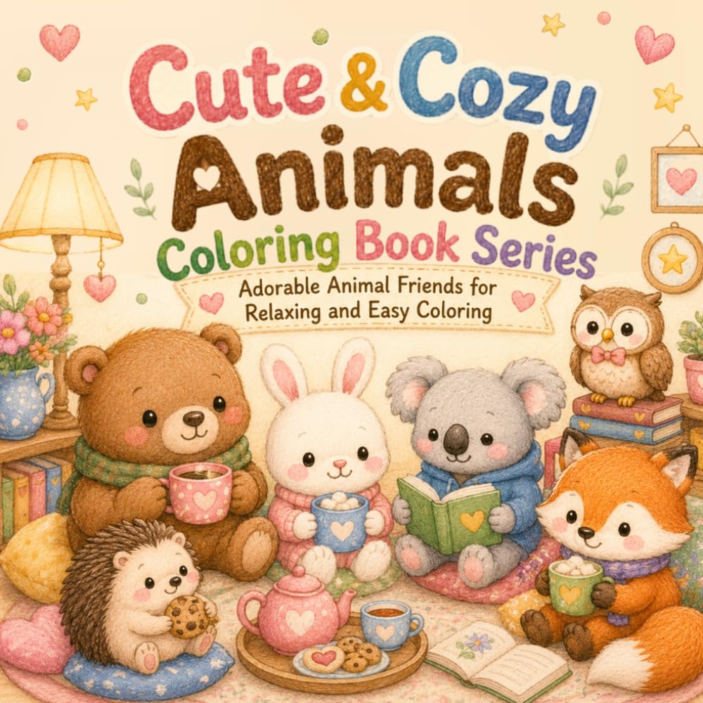 Cute & Cozy Animals Coloring Book Series: Adorable Animal Friends for Relaxing and Easy Coloring