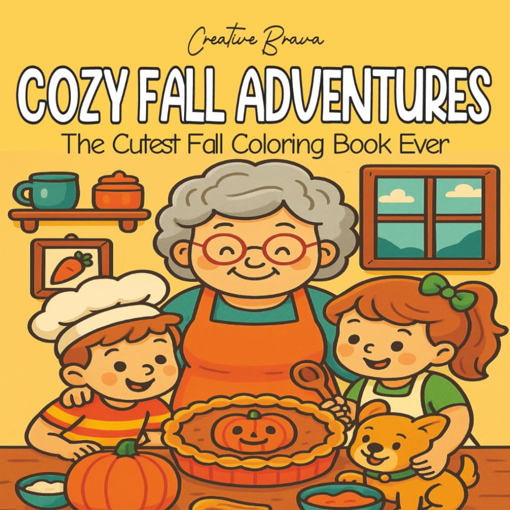 Cozy Fall Adventures: Coloring Book for Adults and Kids, Bold and Easy, Simple and Big Autumn Designs Featuring Pumpkins, Leaves, Animals, Cozy Scenes and More