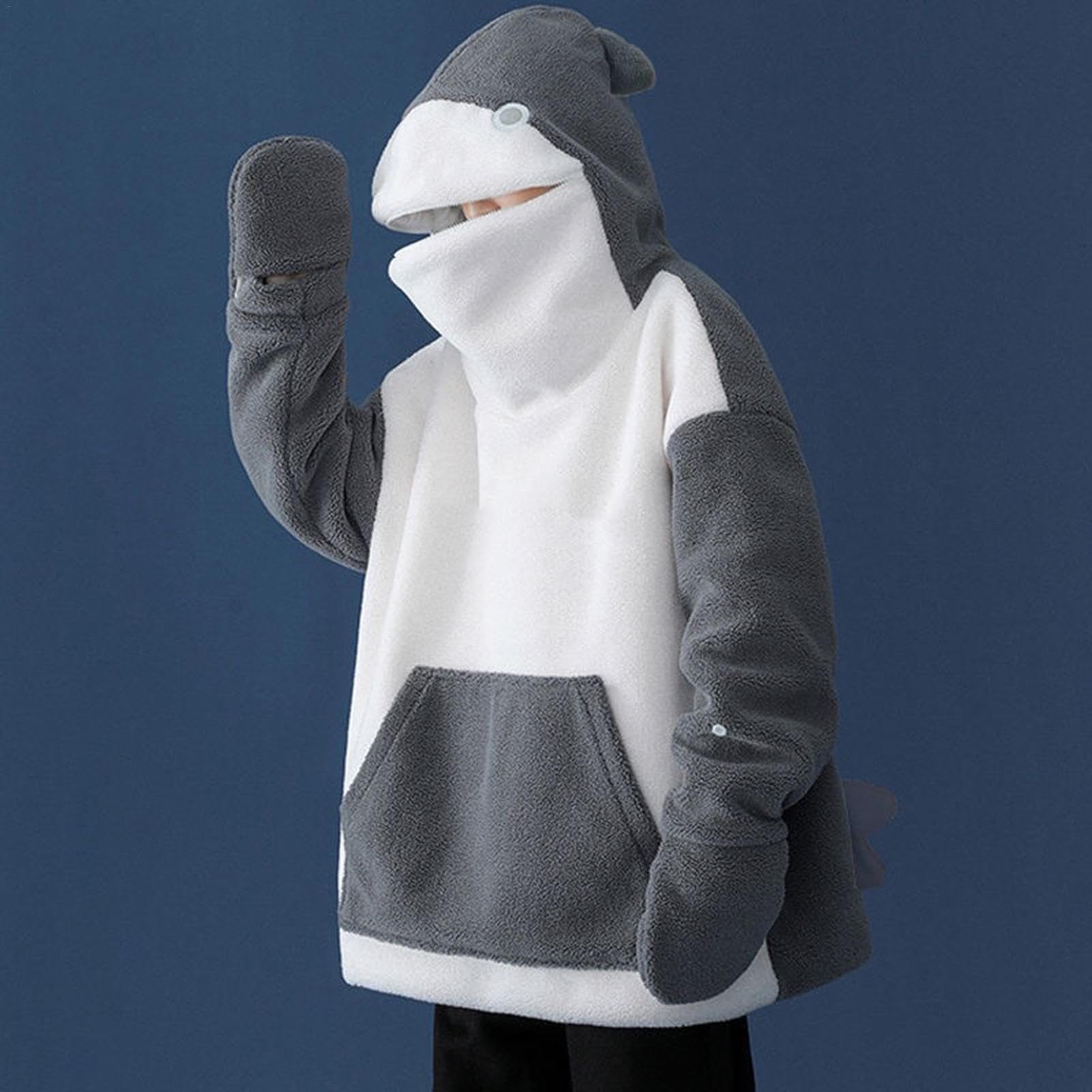 Hai-Kapuzenpullover, Hai-Hoodie | Übergroßer Decken-Hoodie mit Handschuhen - Weiches Winter-Kapuzen-Sweatshirt, Fleece-Hoodie-Jacke für Damen und Mädchen