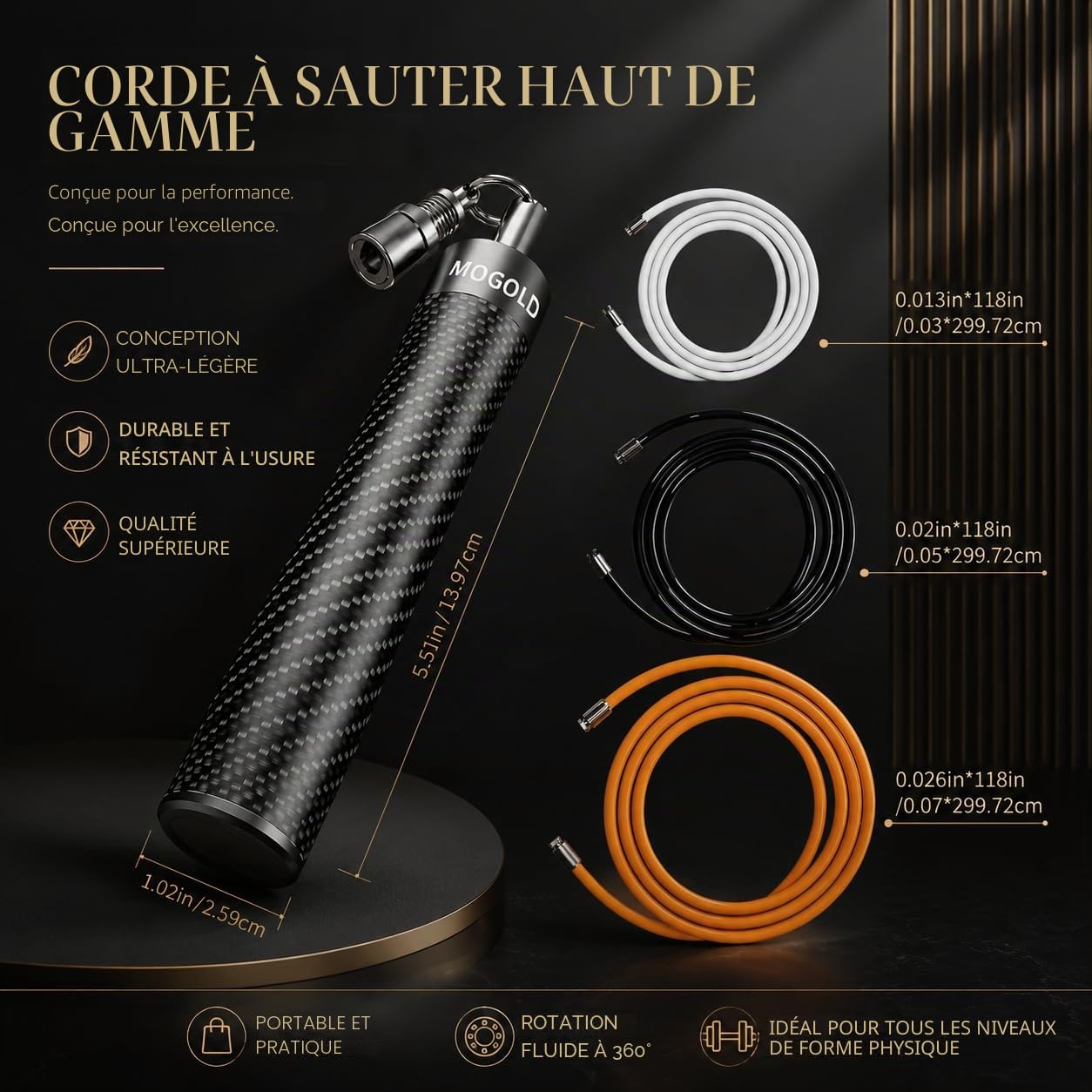 Cordes à sauter lestées faciles à changer, poids réglables, pivot à 360 degrés, longueur réglable, poignée ergonomique pour le fitness, la perte de poids et plus encore