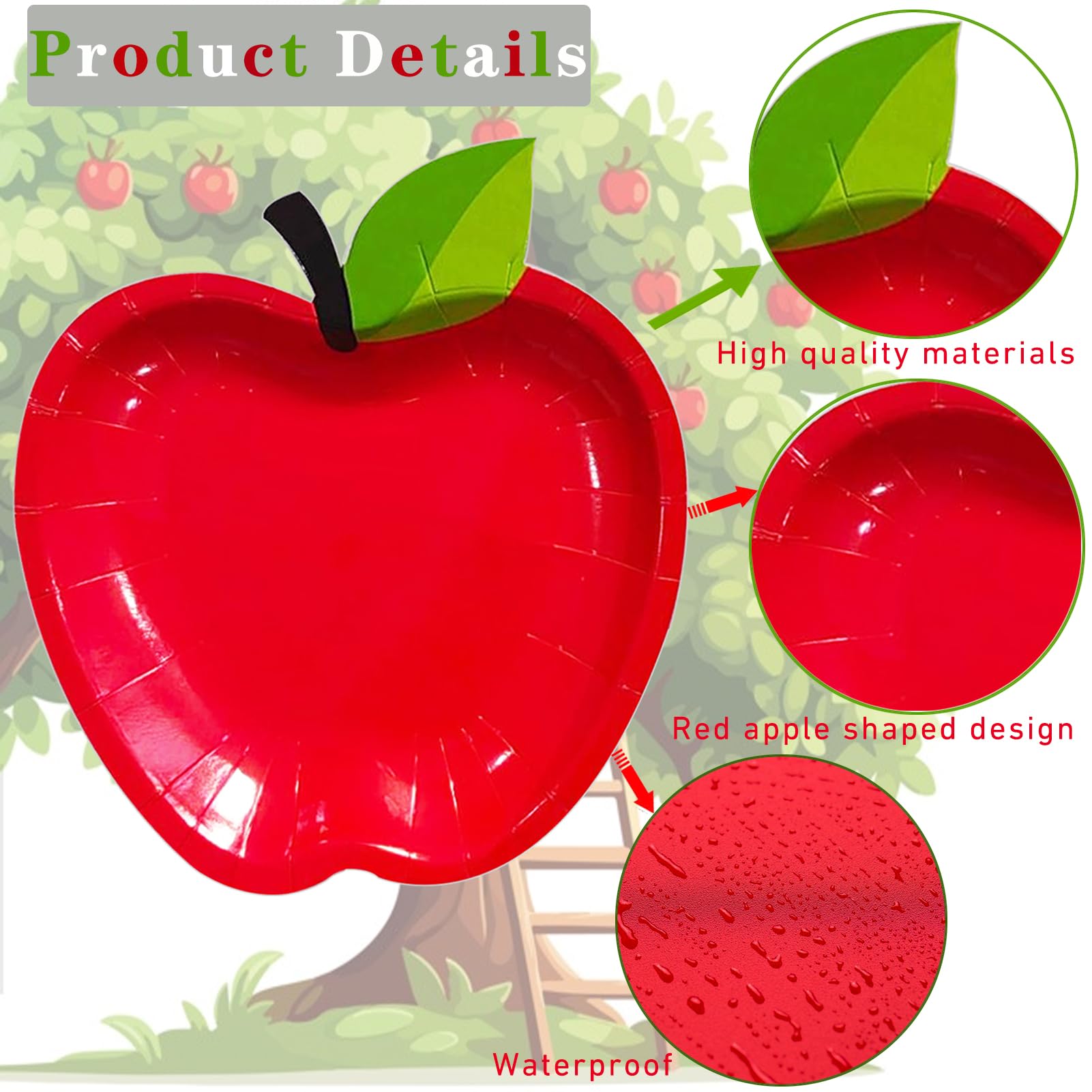 Meanplan Pappteller „Roter Apfel“ Für Schulanfang | 50 Stück, 17,8 Cm Ø | Einweggeschirr Für Kindergarten, Vorschule, Party